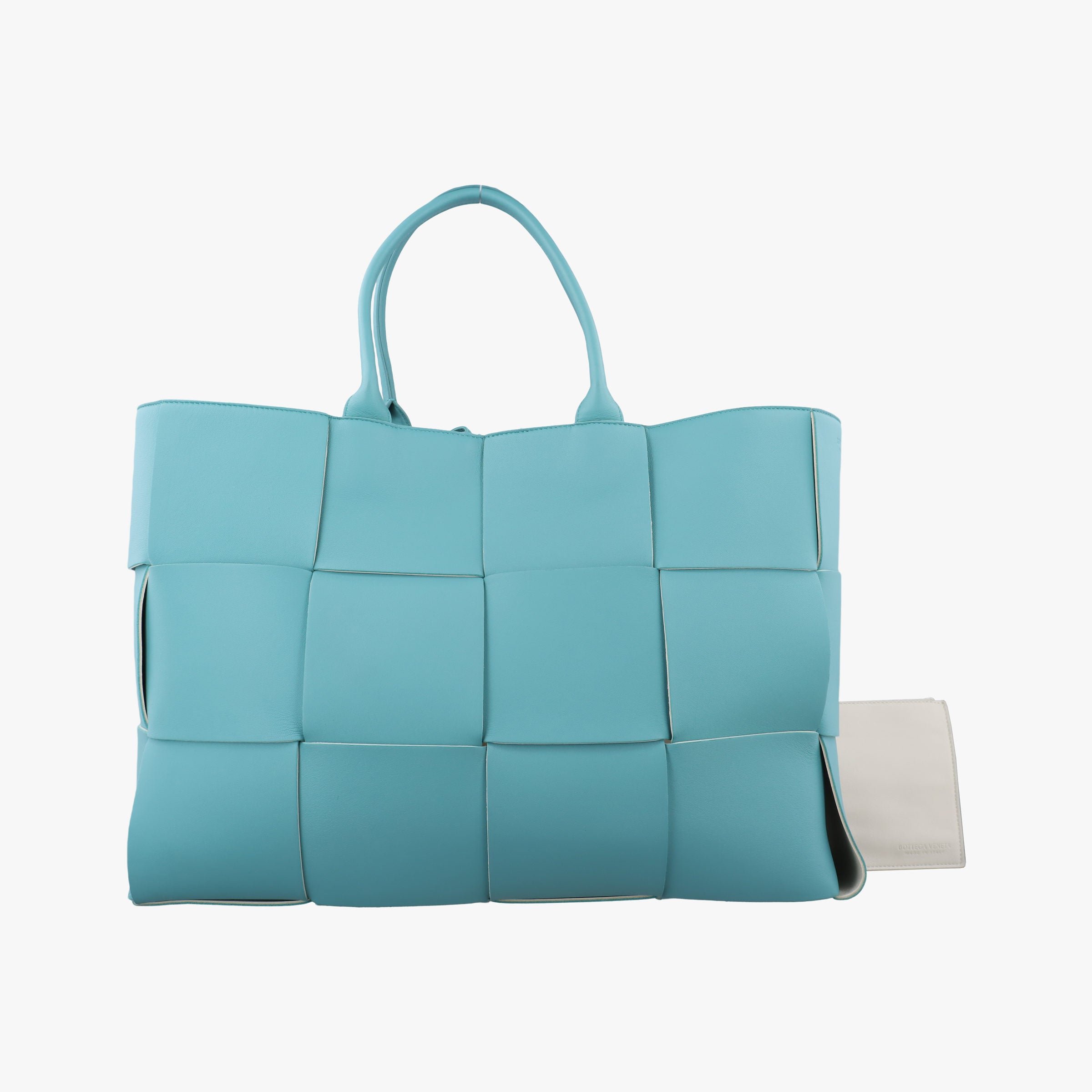 Pre-owned Bottega Veneta THE ARCO Tote Blue lambskin  handbag | stylenewstar