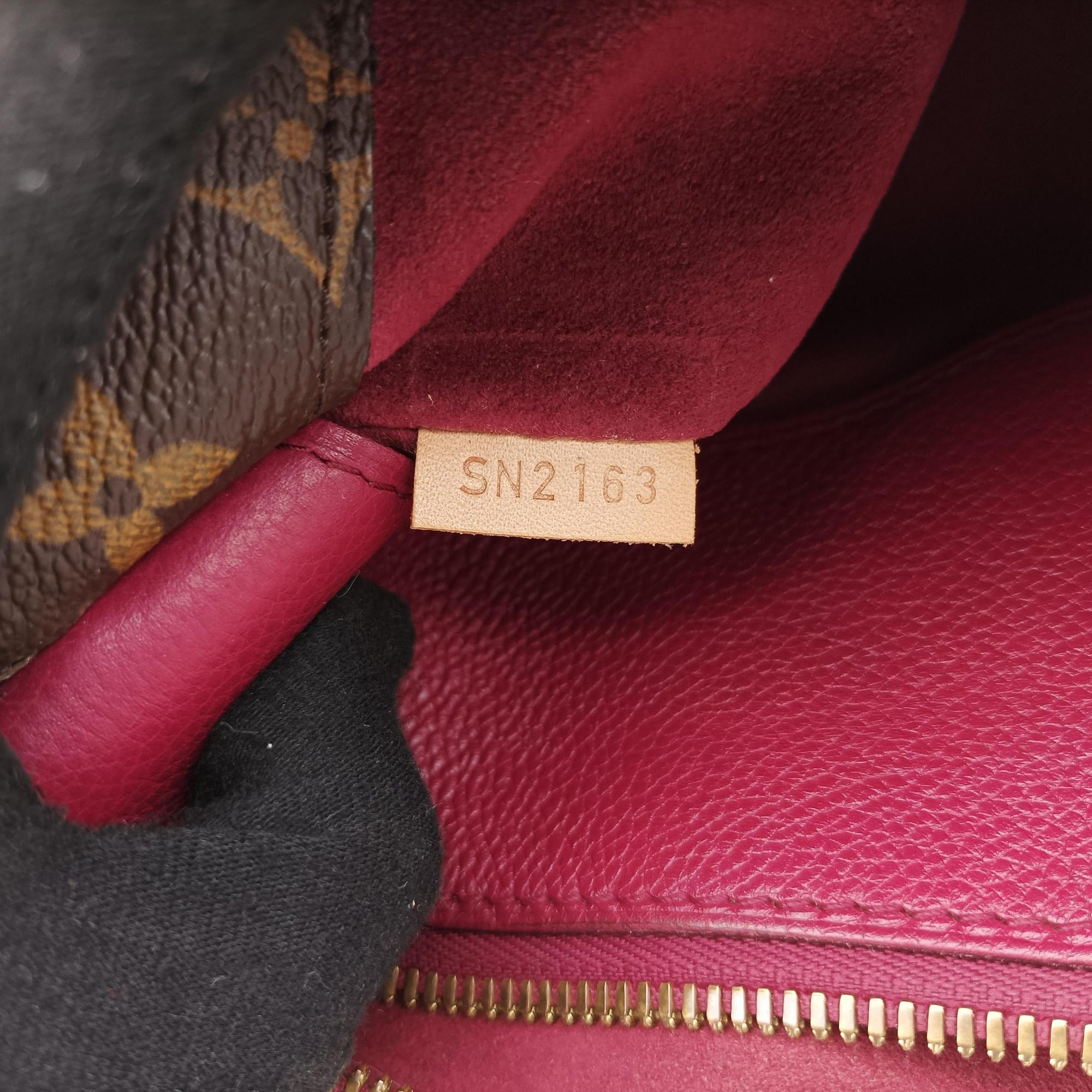 Pre-owned Louis Vuitton PALLAS brown×CERISE Monogram Canvas×calf leather M41175 shoulderbag | stylenewstar