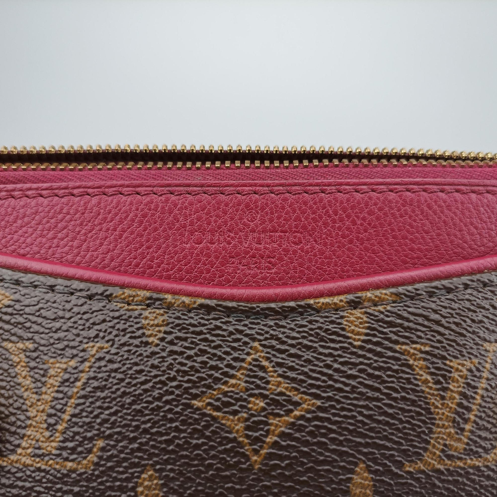 Pre-owned Louis Vuitton PALLAS brown×CERISE Monogram Canvas×calf leather M41175 shoulderbag | stylenewstar