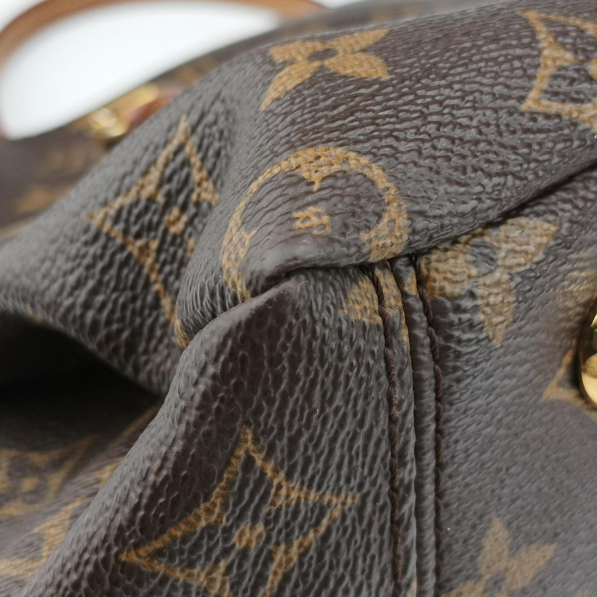 Pre-owned Louis Vuitton PALLAS brown×CERISE Monogram Canvas×calf leather M41175 shoulderbag | stylenewstar