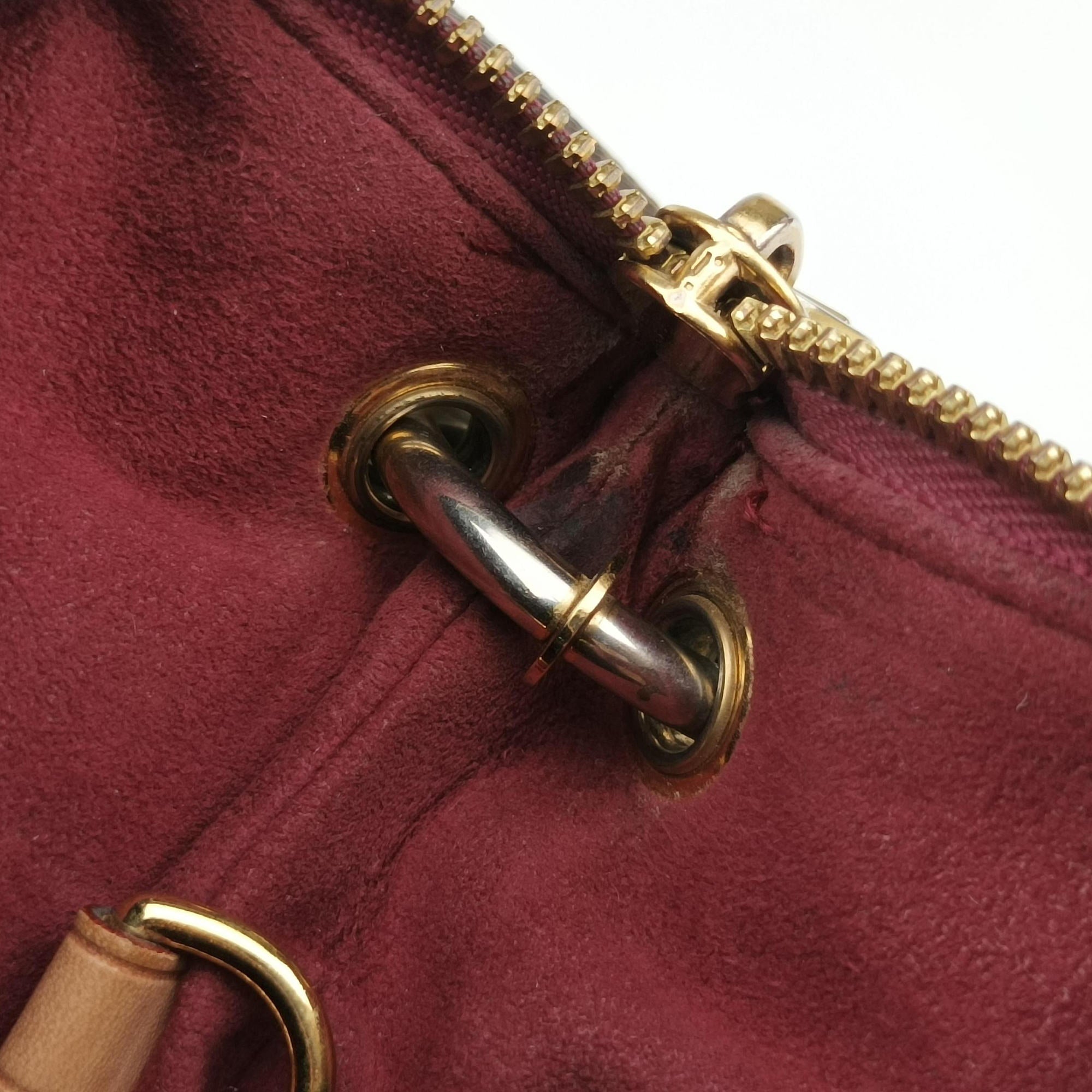 Pre-owned Louis Vuitton PALLAS brown×CERISE Monogram Canvas×calf leather M41175 shoulderbag | stylenewstar