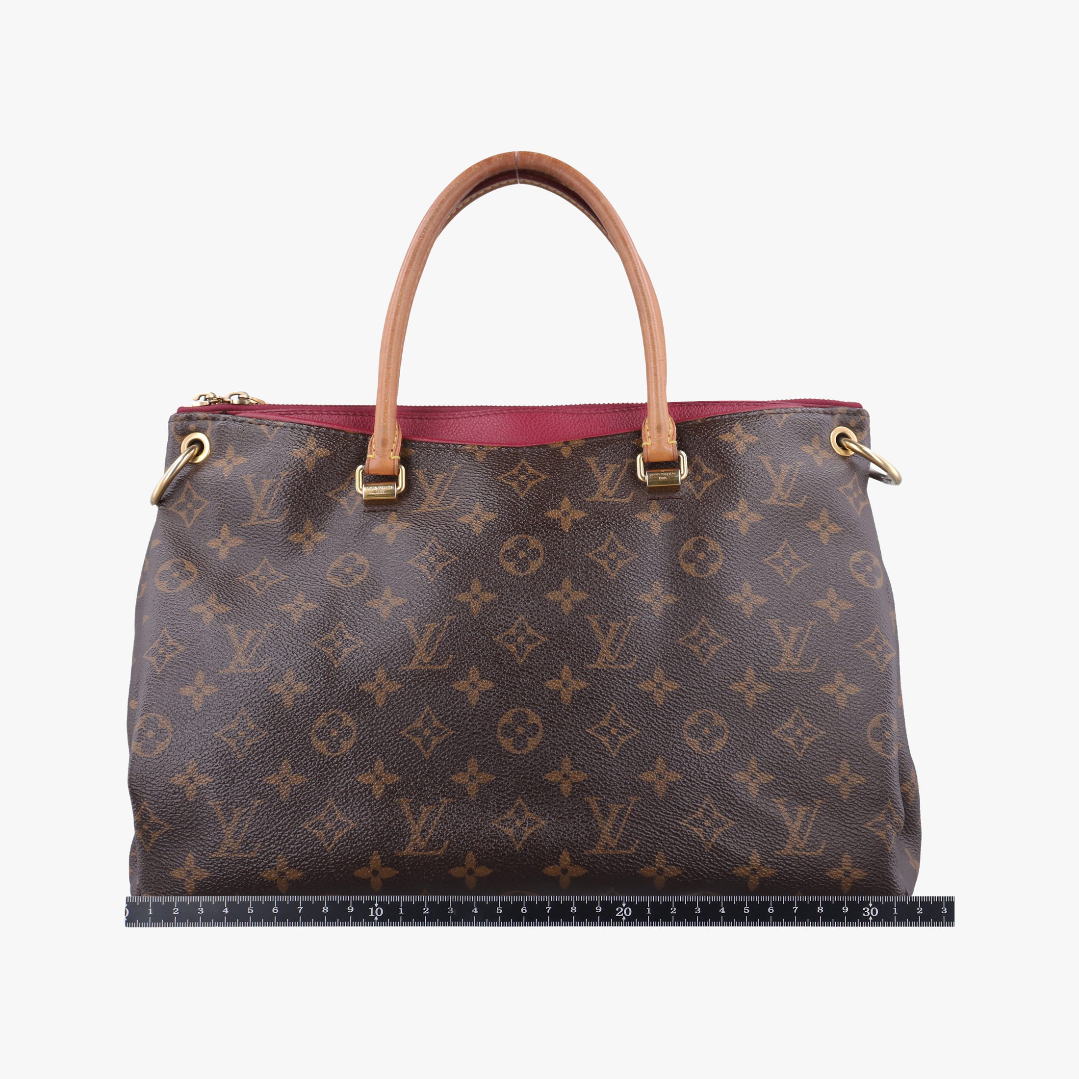 Pre-owned Louis Vuitton PALLAS brown×CERISE Monogram Canvas×calf leather M41175 shoulderbag | stylenewstar