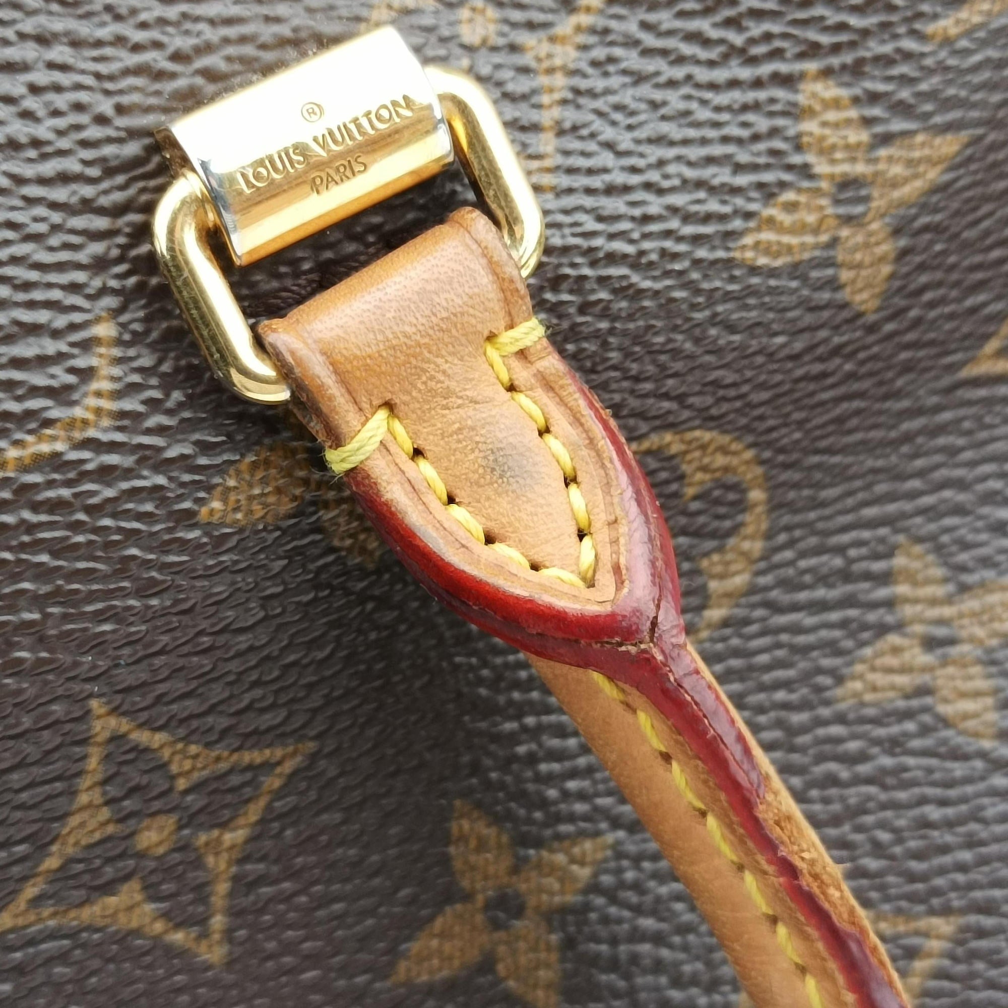 Pre-owned Louis Vuitton PALLAS brown×CERISE Monogram Canvas×calf leather M41175 shoulderbag | stylenewstar