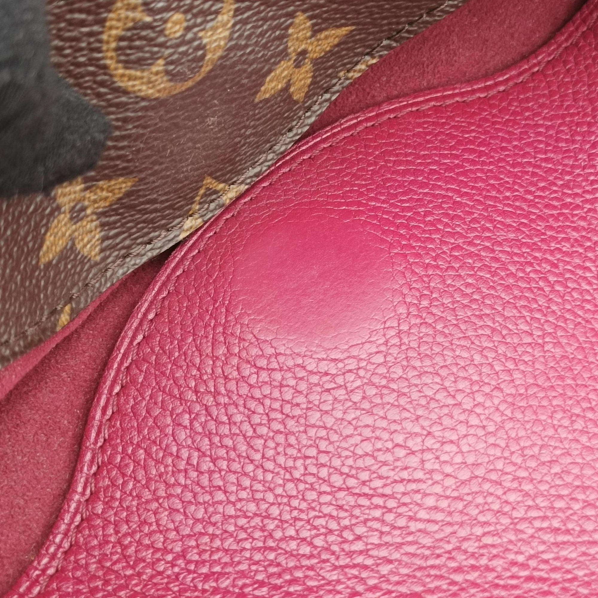 Pre-owned Louis Vuitton PALLAS brown×CERISE Monogram Canvas×calf leather M41175 shoulderbag | stylenewstar