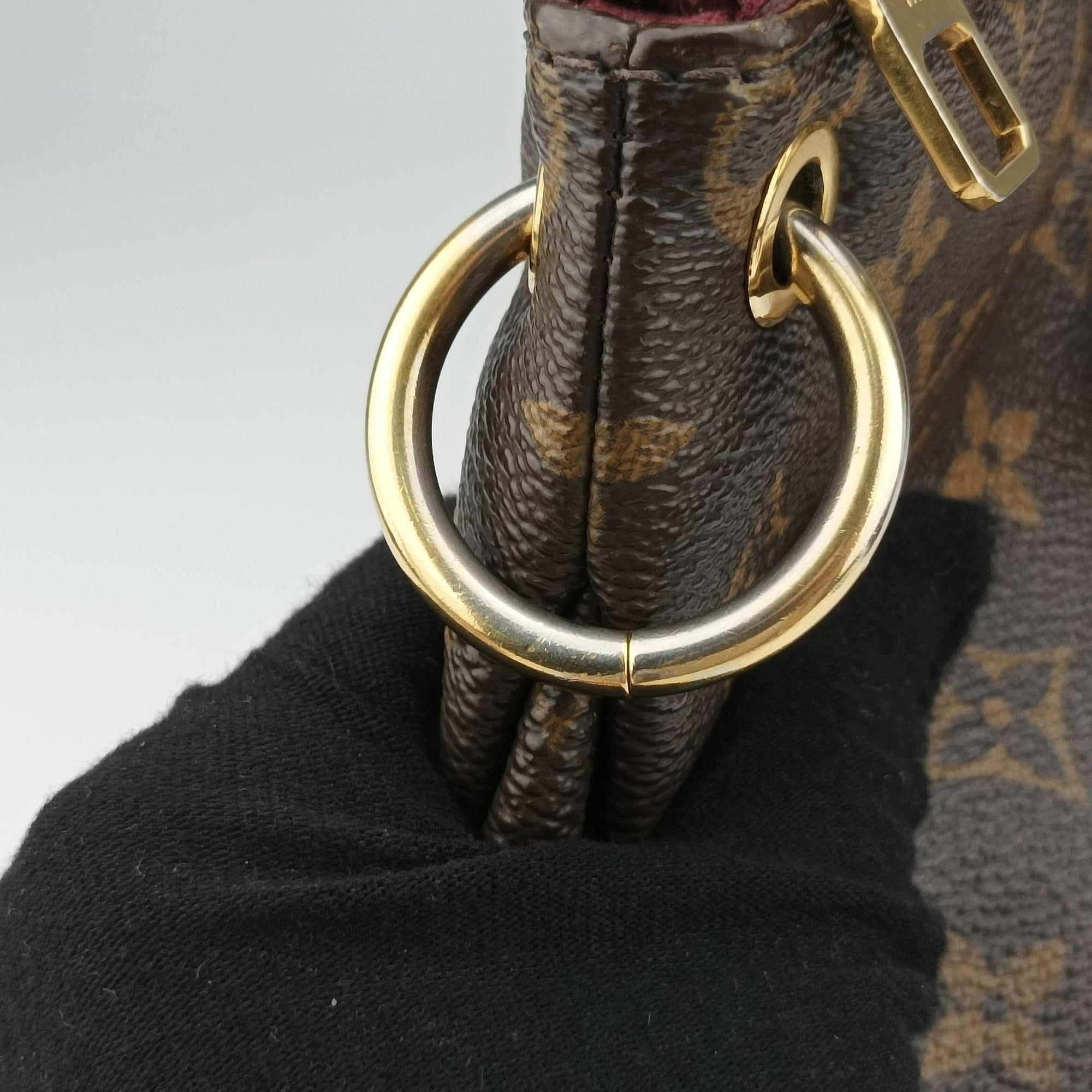 Pre-owned Louis Vuitton PALLAS brown×CERISE Monogram Canvas×calf leather M41175 shoulderbag | stylenewstar