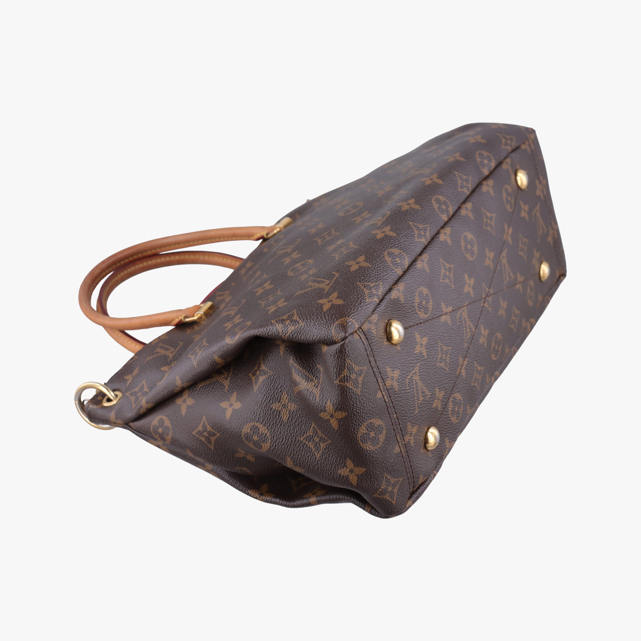 Pre-owned Louis Vuitton PALLAS brown×CERISE Monogram Canvas×calf leather M41175 shoulderbag | stylenewstar