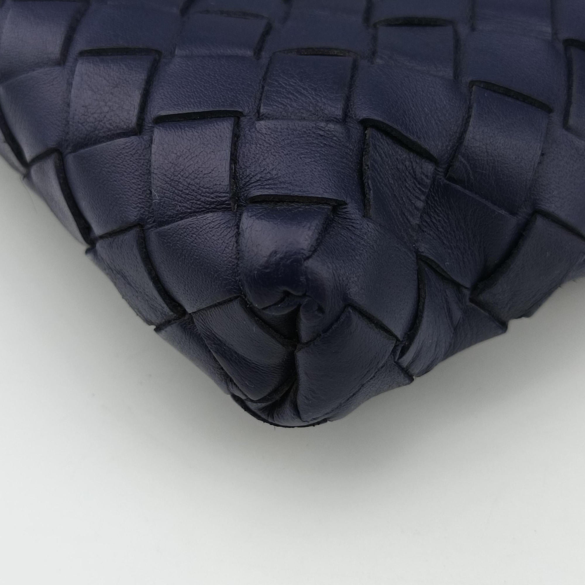Pre-owned Bottega Veneta Intrecciato Blue lambskin  shoulderbag | stylenewstar