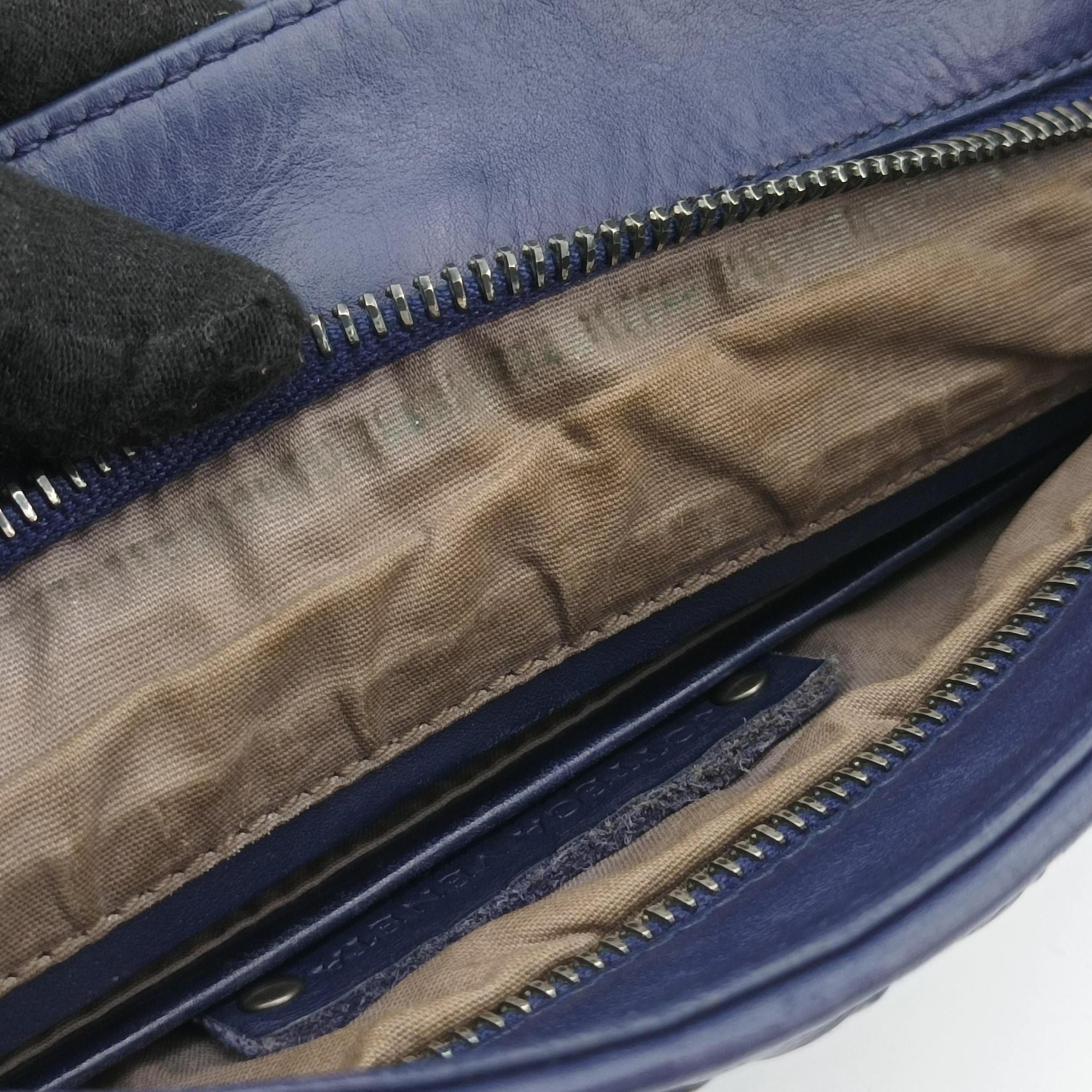 Pre-owned Bottega Veneta Intrecciato Blue lambskin  shoulderbag | stylenewstar