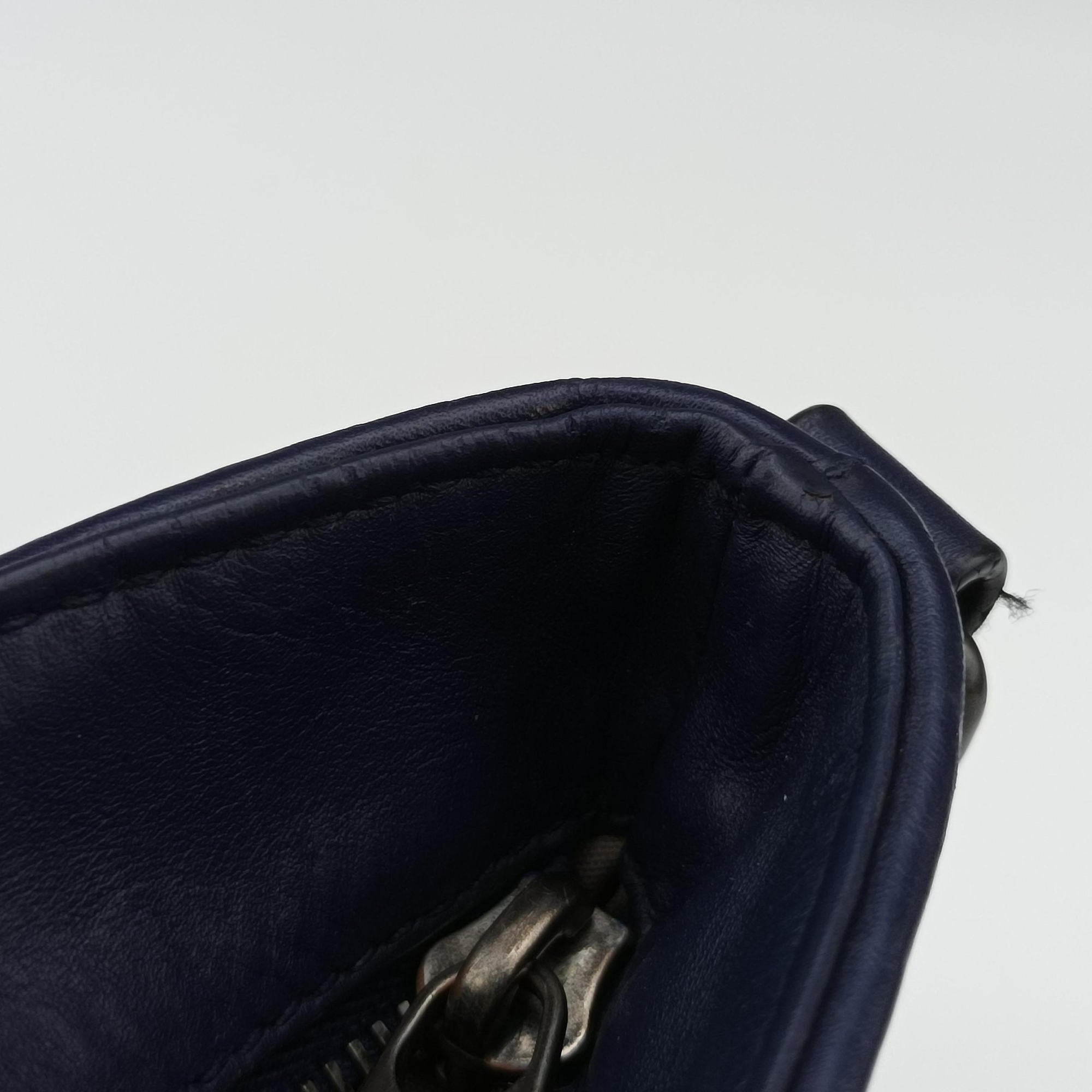 Pre-owned Bottega Veneta Intrecciato Blue lambskin  shoulderbag | stylenewstar