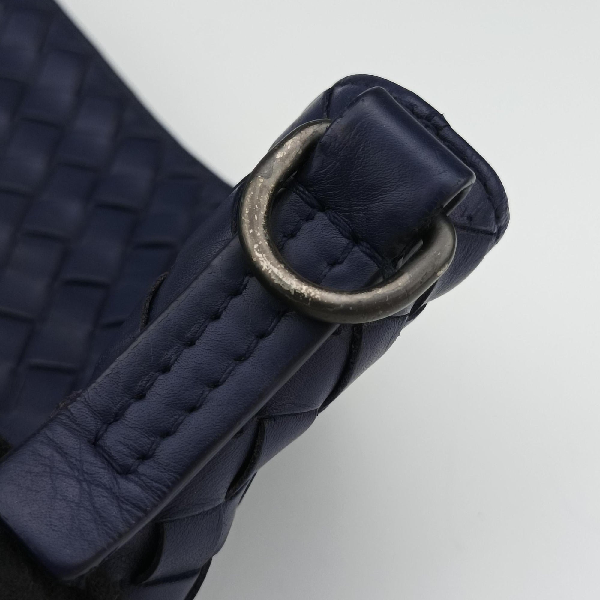 Pre-owned Bottega Veneta Intrecciato Blue lambskin  shoulderbag | stylenewstar