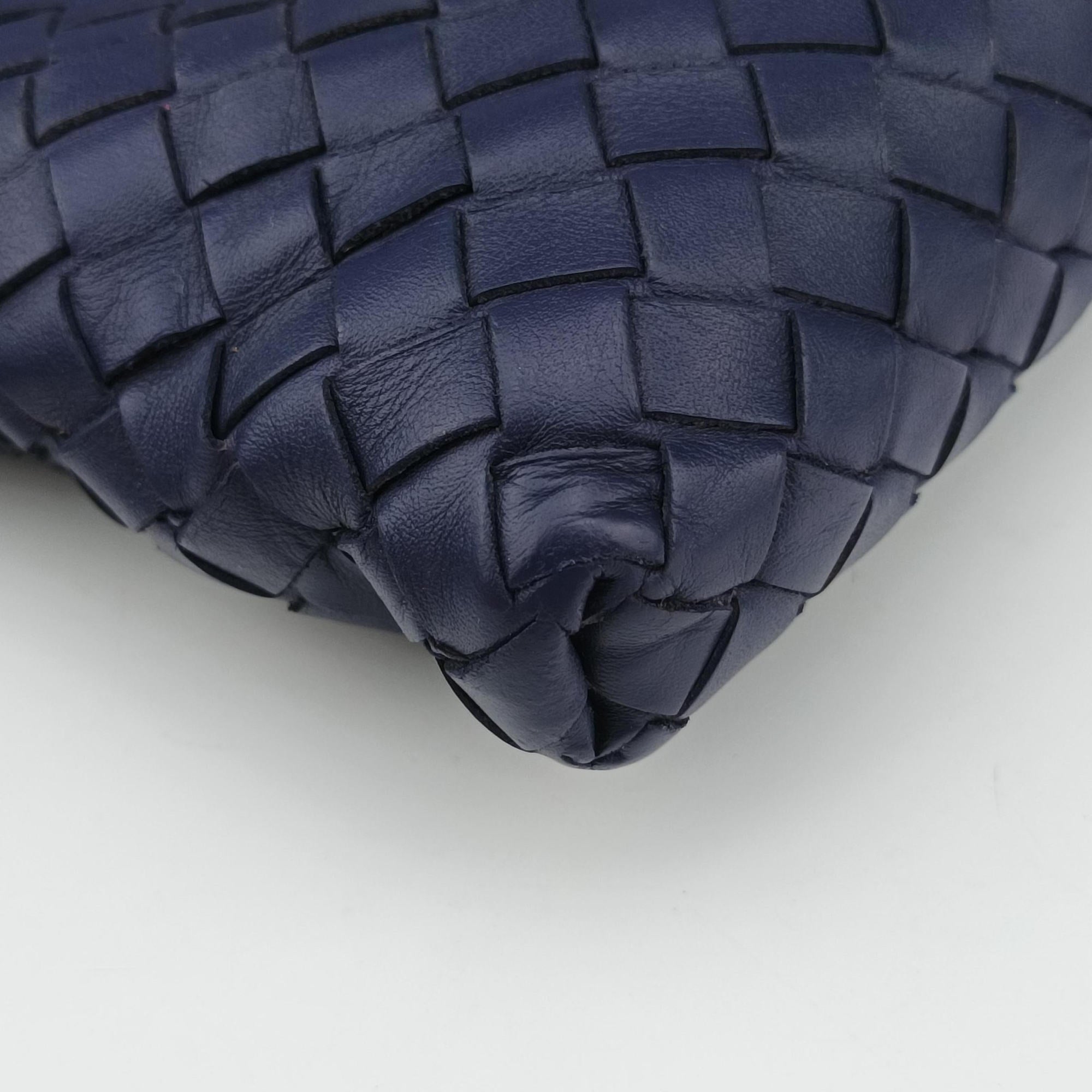 Pre-owned Bottega Veneta Intrecciato Blue lambskin  shoulderbag | stylenewstar