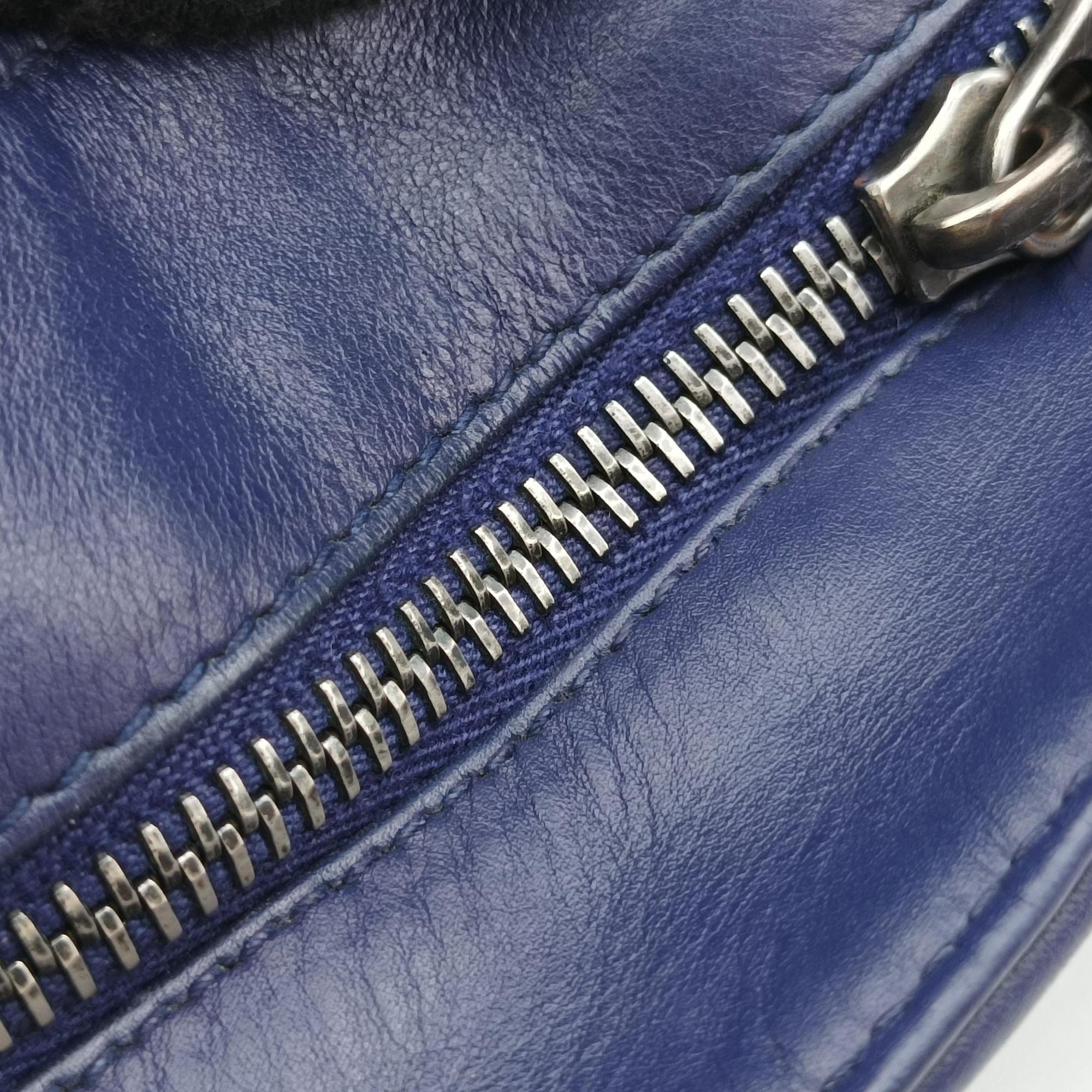 Pre-owned Bottega Veneta Intrecciato Blue lambskin  shoulderbag | stylenewstar