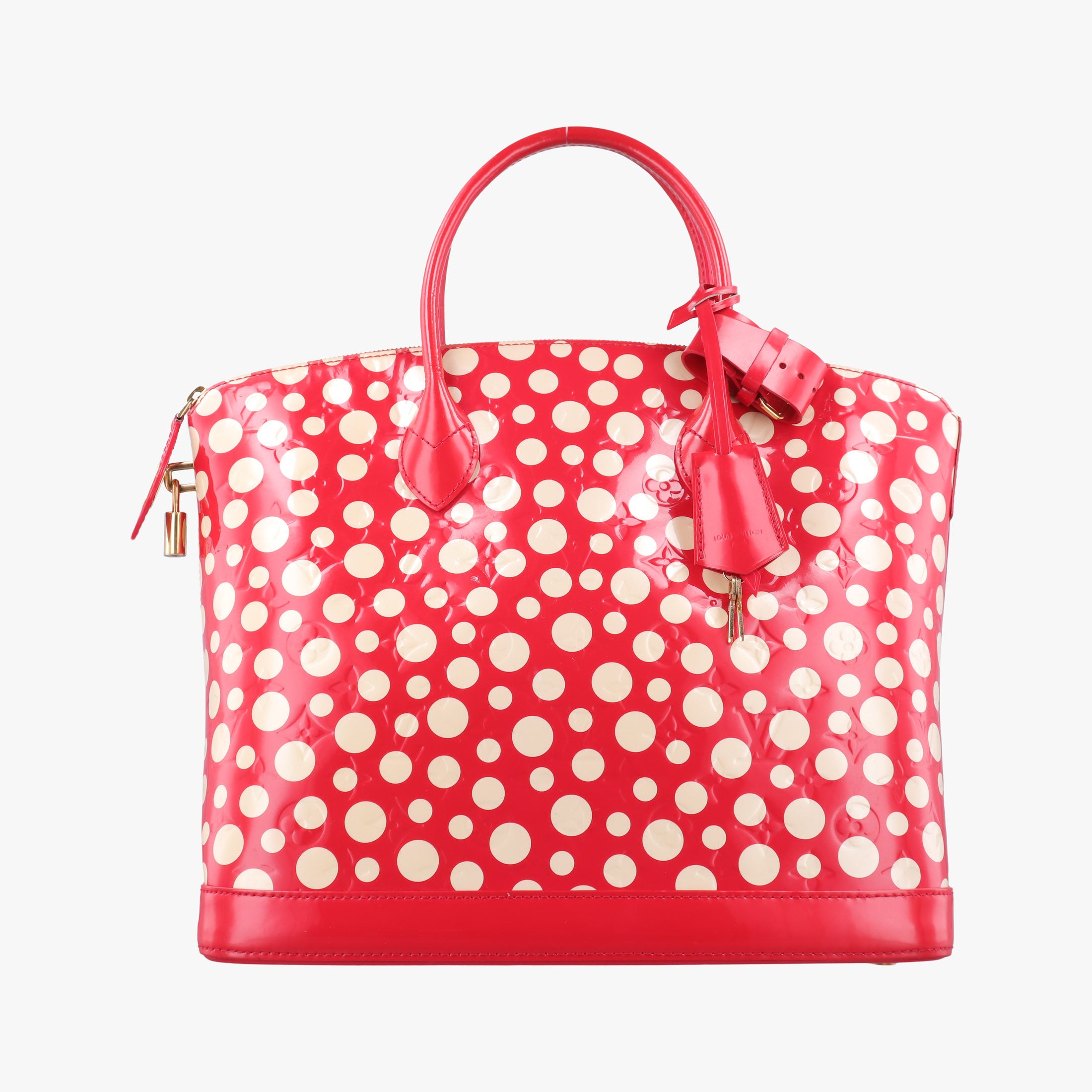 Pre-owned Louis Vuitton Lockit MM ROUGE×white Vernis M91423 handbag | stylenewstar