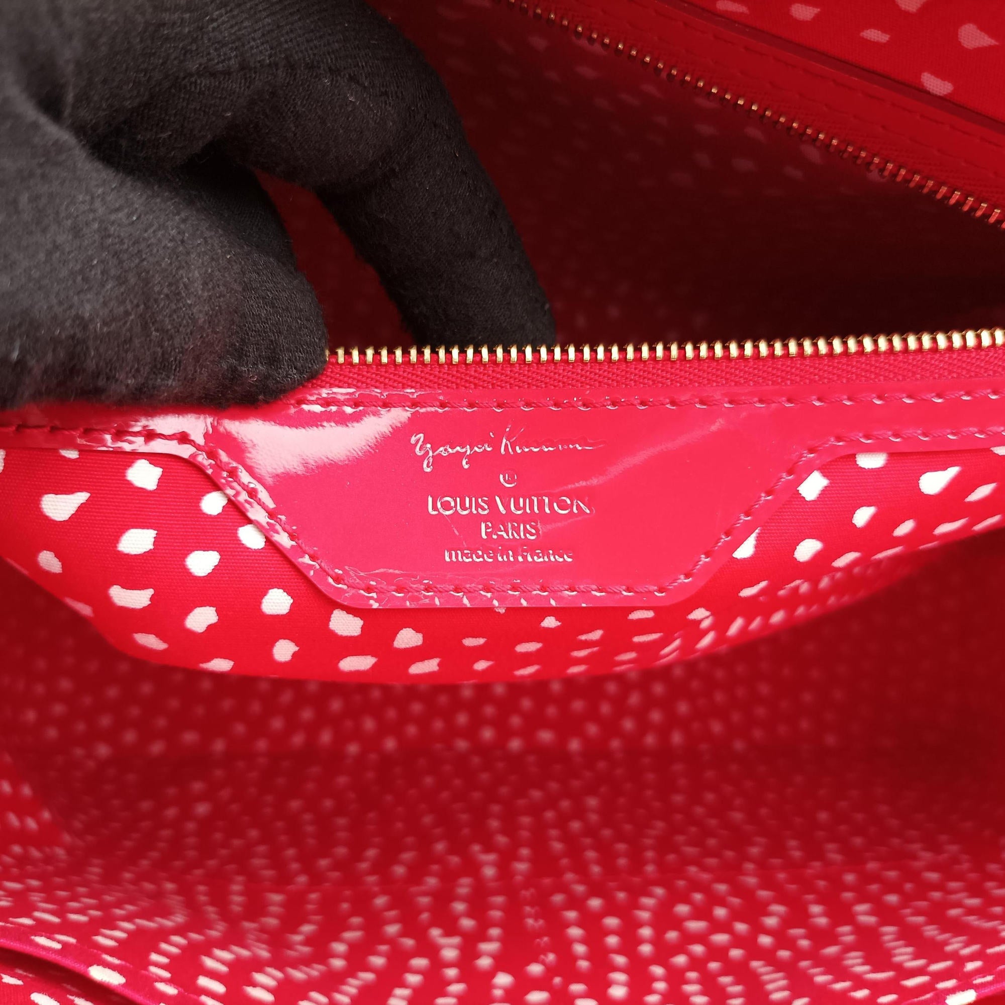 Pre-owned Louis Vuitton Lockit MM ROUGE×white Vernis M91423 handbag | stylenewstar