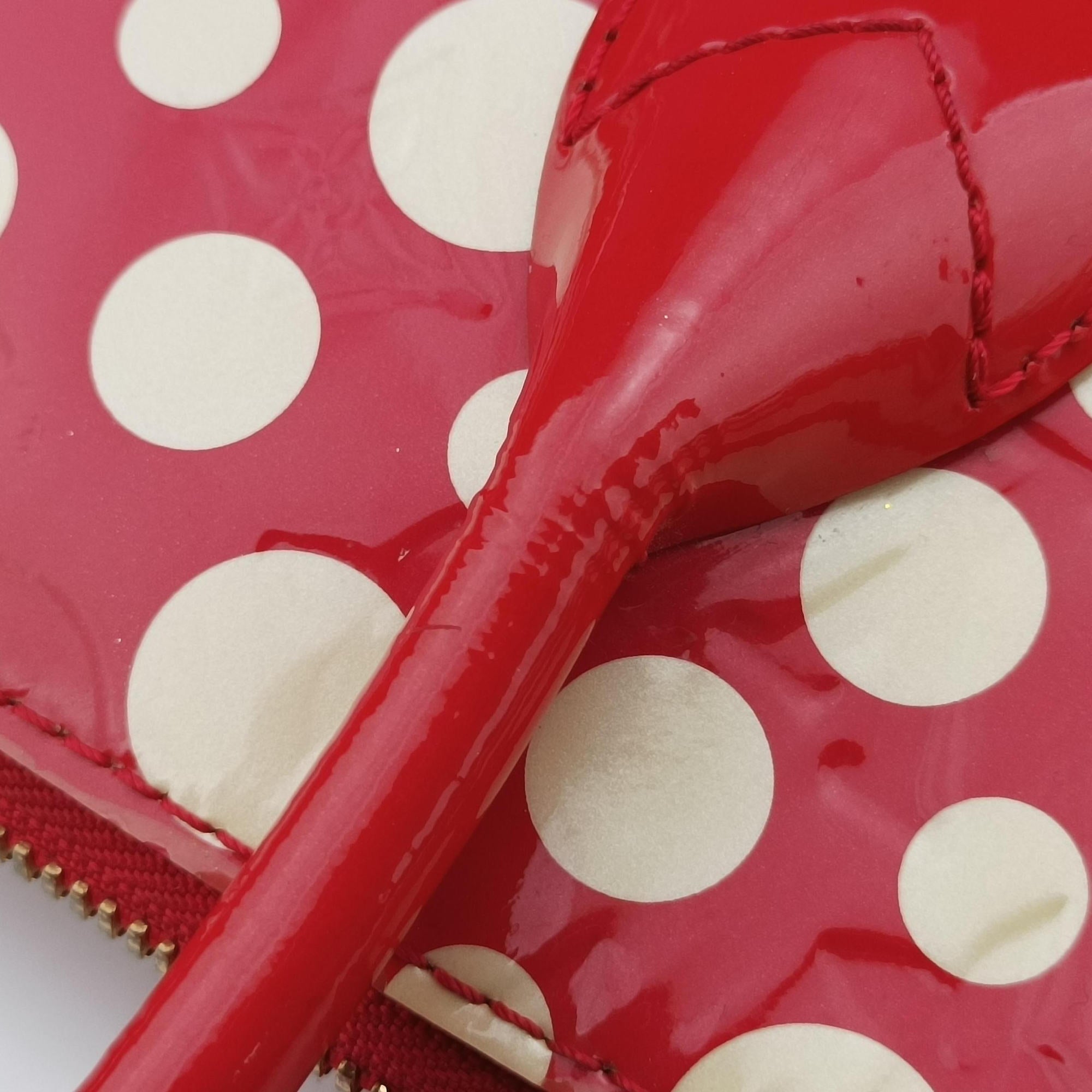 Pre-owned Louis Vuitton Lockit MM ROUGE×white Vernis M91423 handbag | stylenewstar