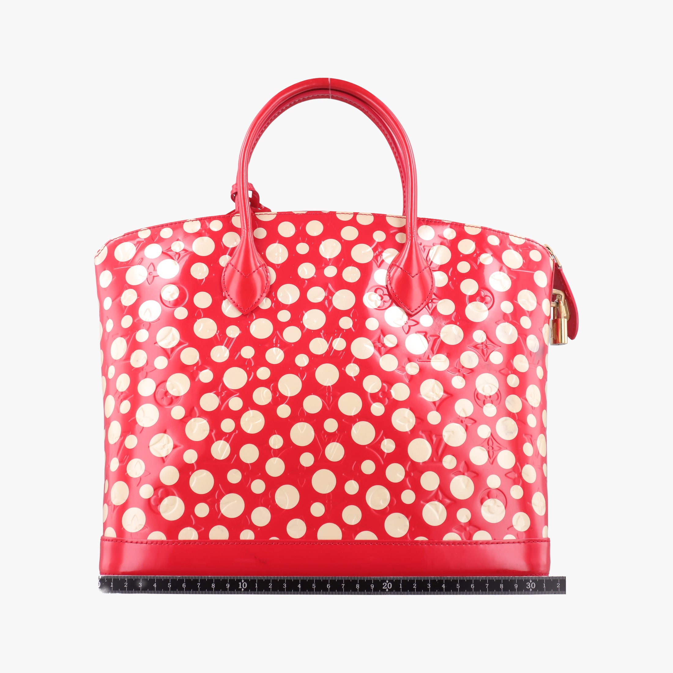 Pre-owned Louis Vuitton Lockit MM ROUGE×white Vernis M91423 handbag | stylenewstar
