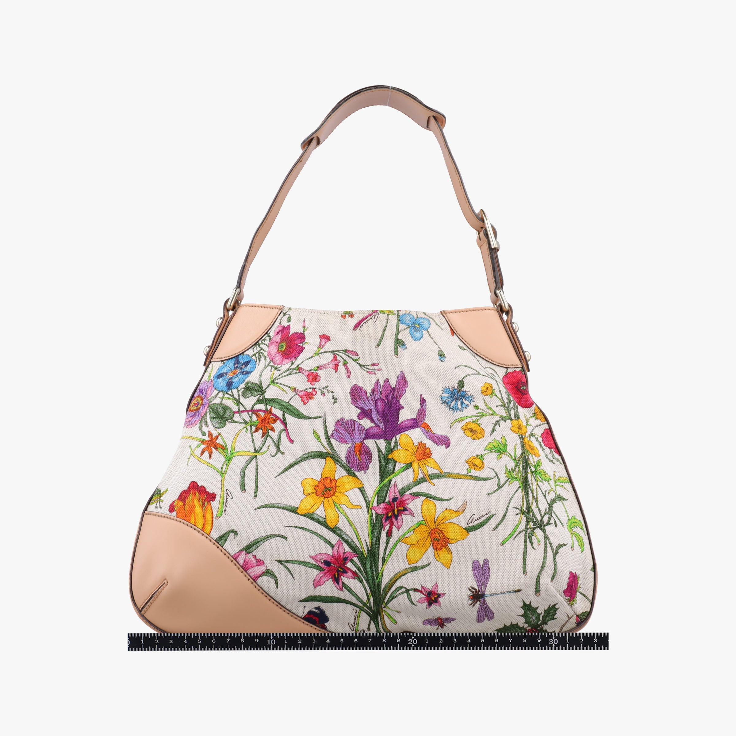 Pre-owned Gucci Horsebit Hobo Ivory×Pink×Multicolor canvas×leather 137388 shoulderbag | stylenewstar