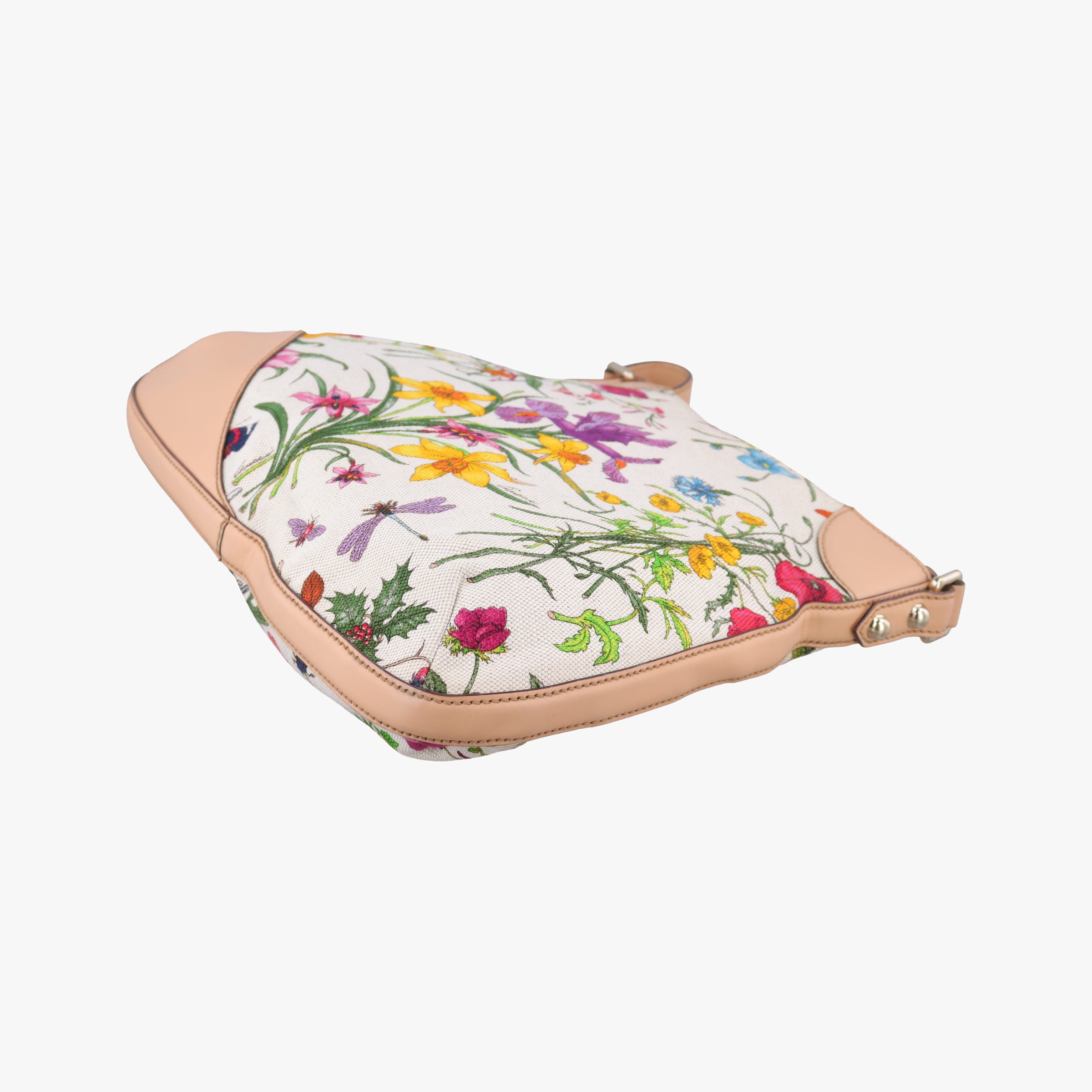 Pre-owned Gucci Horsebit Hobo Ivory×Pink×Multicolor canvas×leather 137388 shoulderbag | stylenewstar