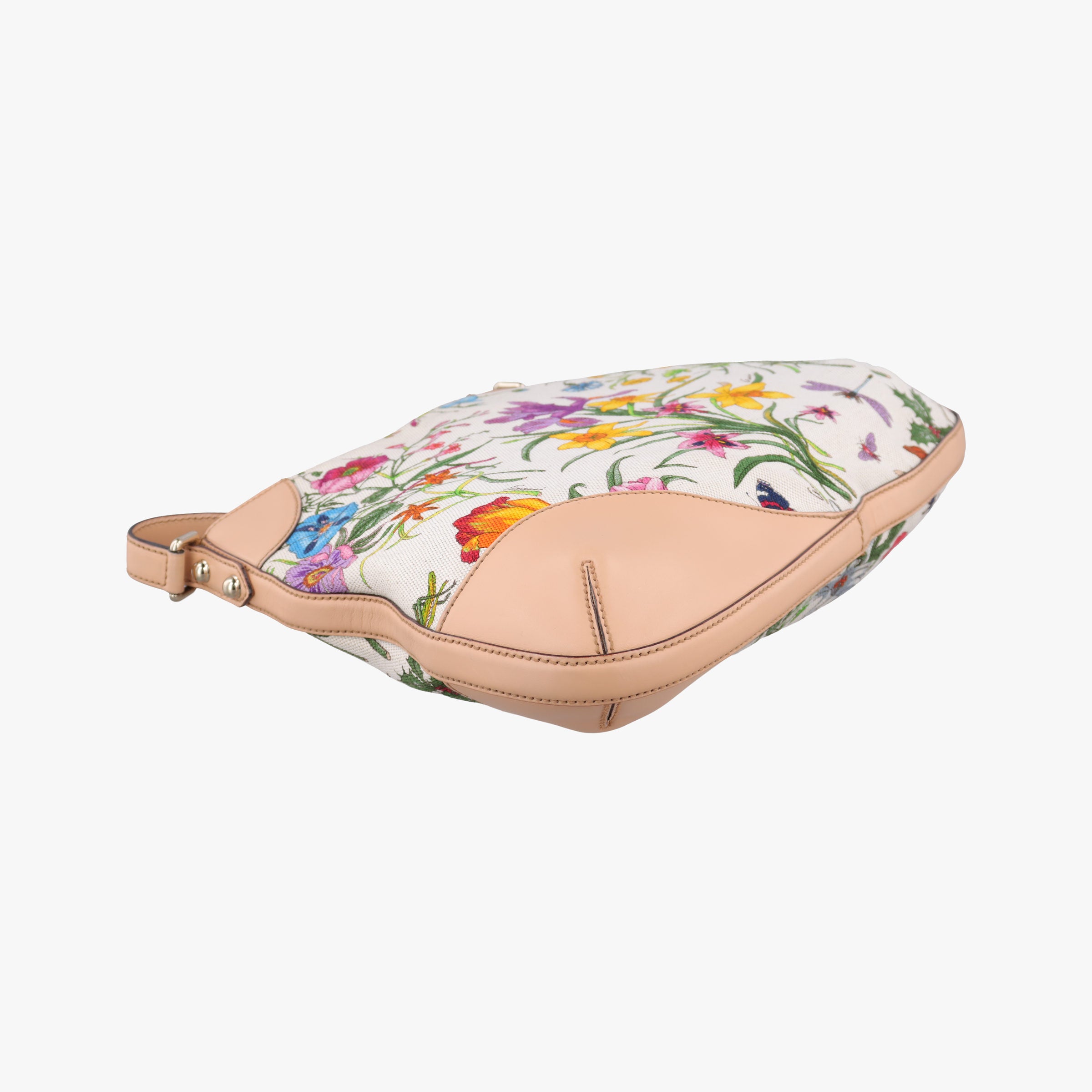 Pre-owned Gucci Horsebit Hobo Ivory×Pink×Multicolor canvas×leather 137388 shoulderbag | stylenewstar