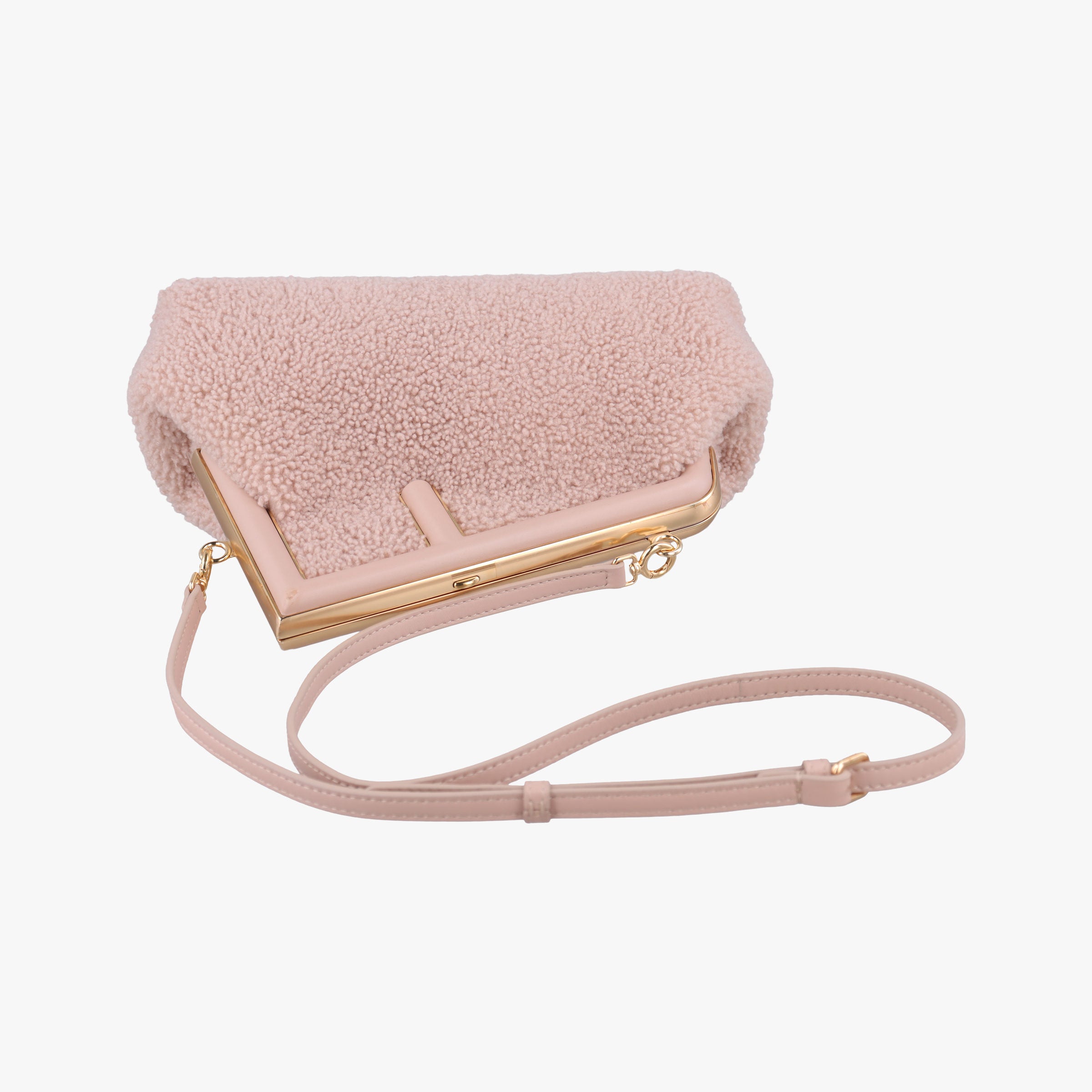 Pre-owned Fendi First Pink shearing×leather 8BP129 shoulderbag | stylenewstar