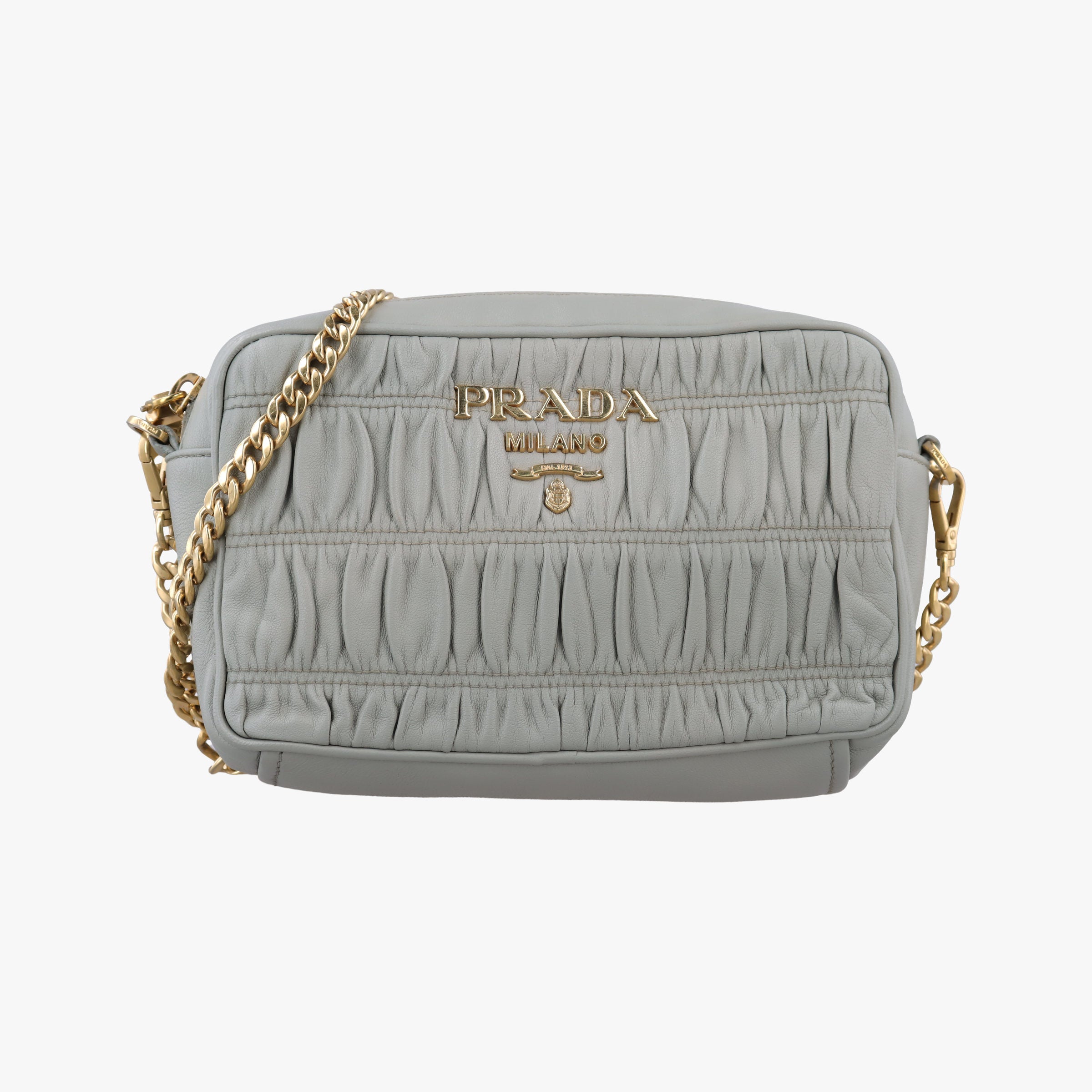 Secondhand Prada Gaufre Grey Nappa Leather 1BH112 shoulderbag | stylenewstar