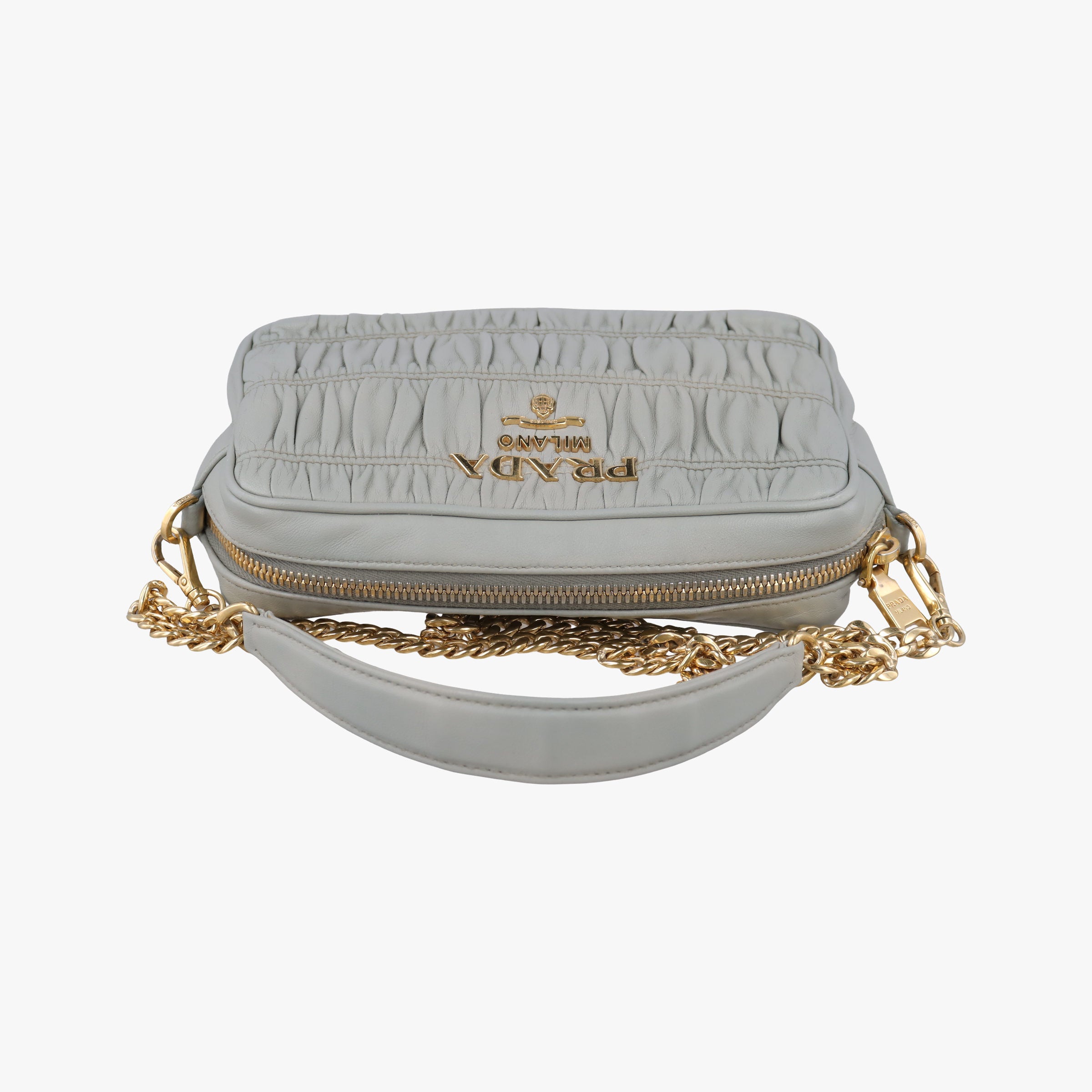 Secondhand Prada Gaufre Grey Nappa Leather 1BH112 shoulderbag | stylenewstar