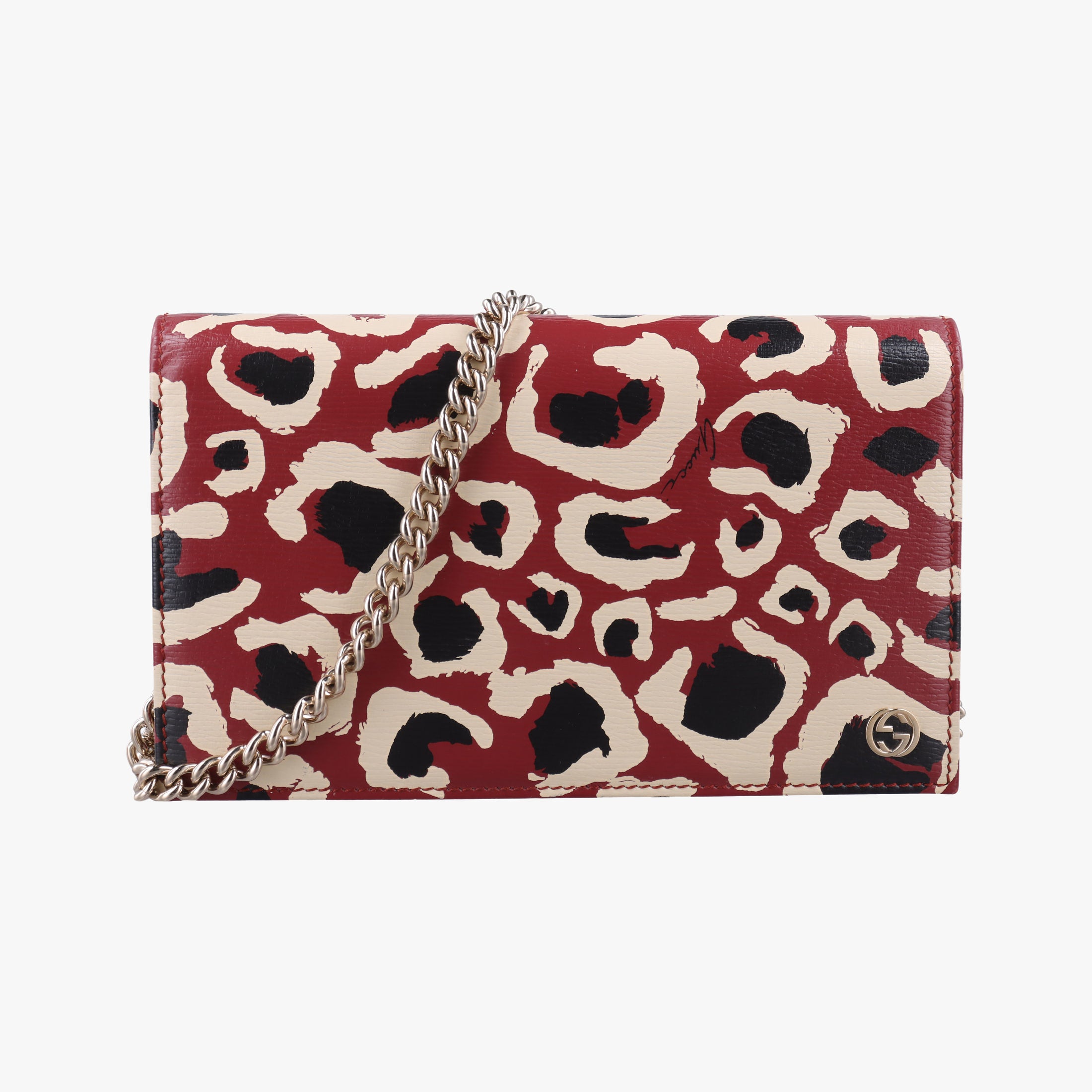 Secondhand Gucci GG Betty Leopard Print Red×Multicolour Leather 354697 shoulderbag | stylenewstar