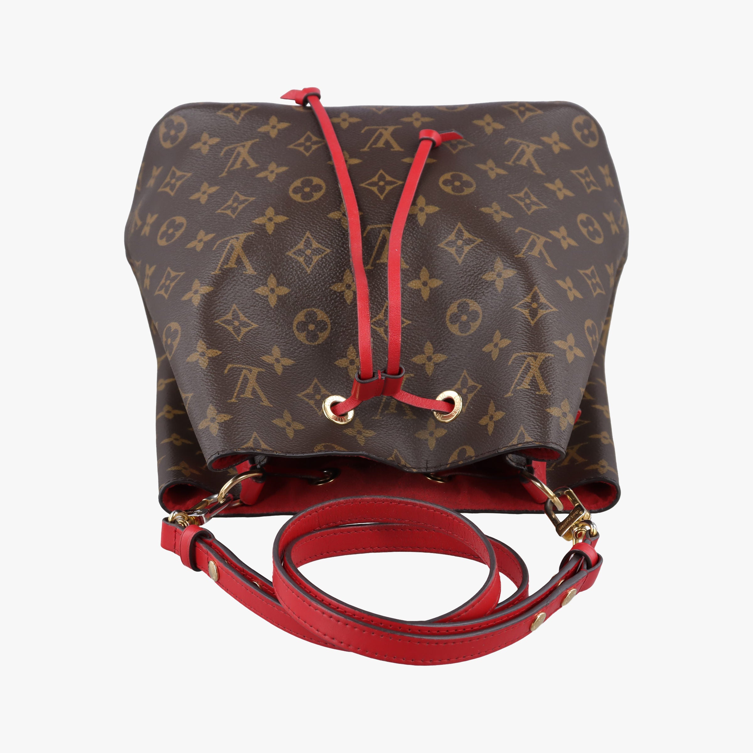 Pre-owned Louis Vuitton NeoNoe BrownxCoquelicot Monogram CanvasxLeather M44021 shoulderbag | stylenewstar