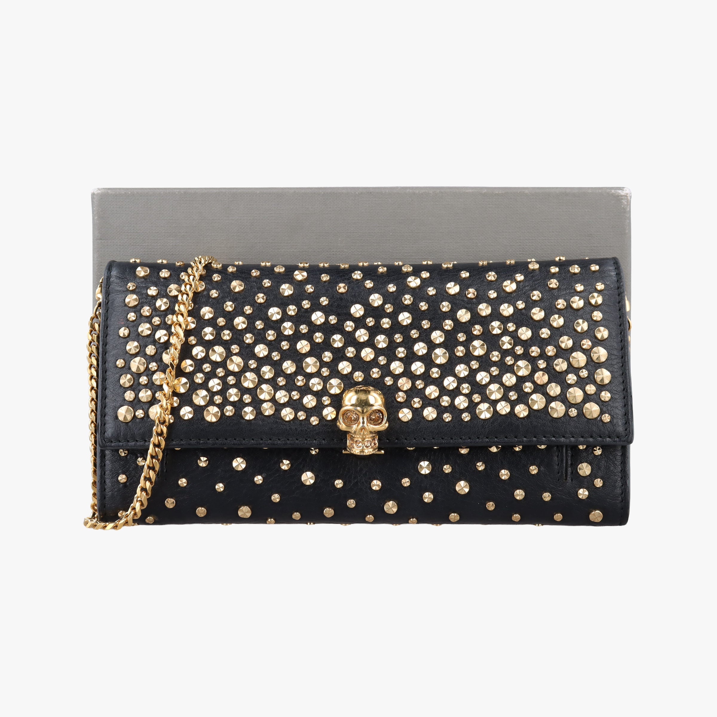Vintage Alexander McQueen studded skull Black Leather  shoulderbag | stylenewstar