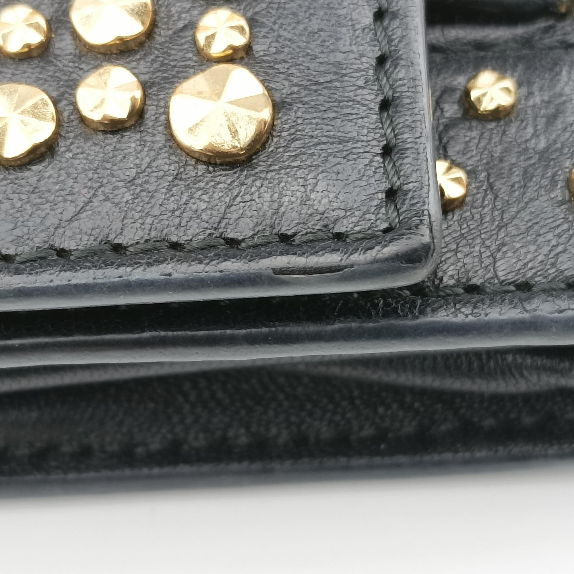 Vintage Alexander McQueen studded skull Black Leather  shoulderbag | stylenewstar