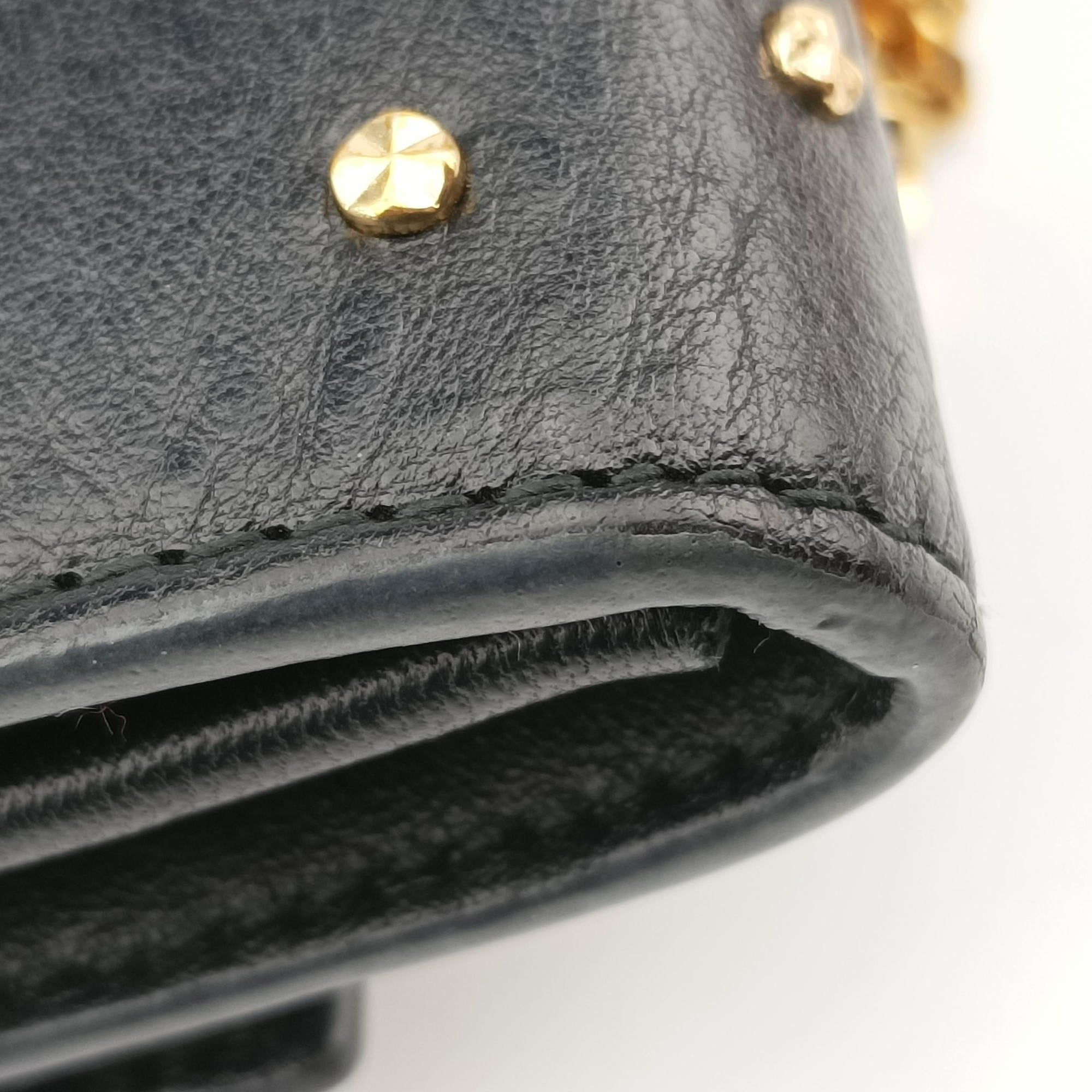 Vintage Alexander McQueen studded skull Black Leather  shoulderbag | stylenewstar