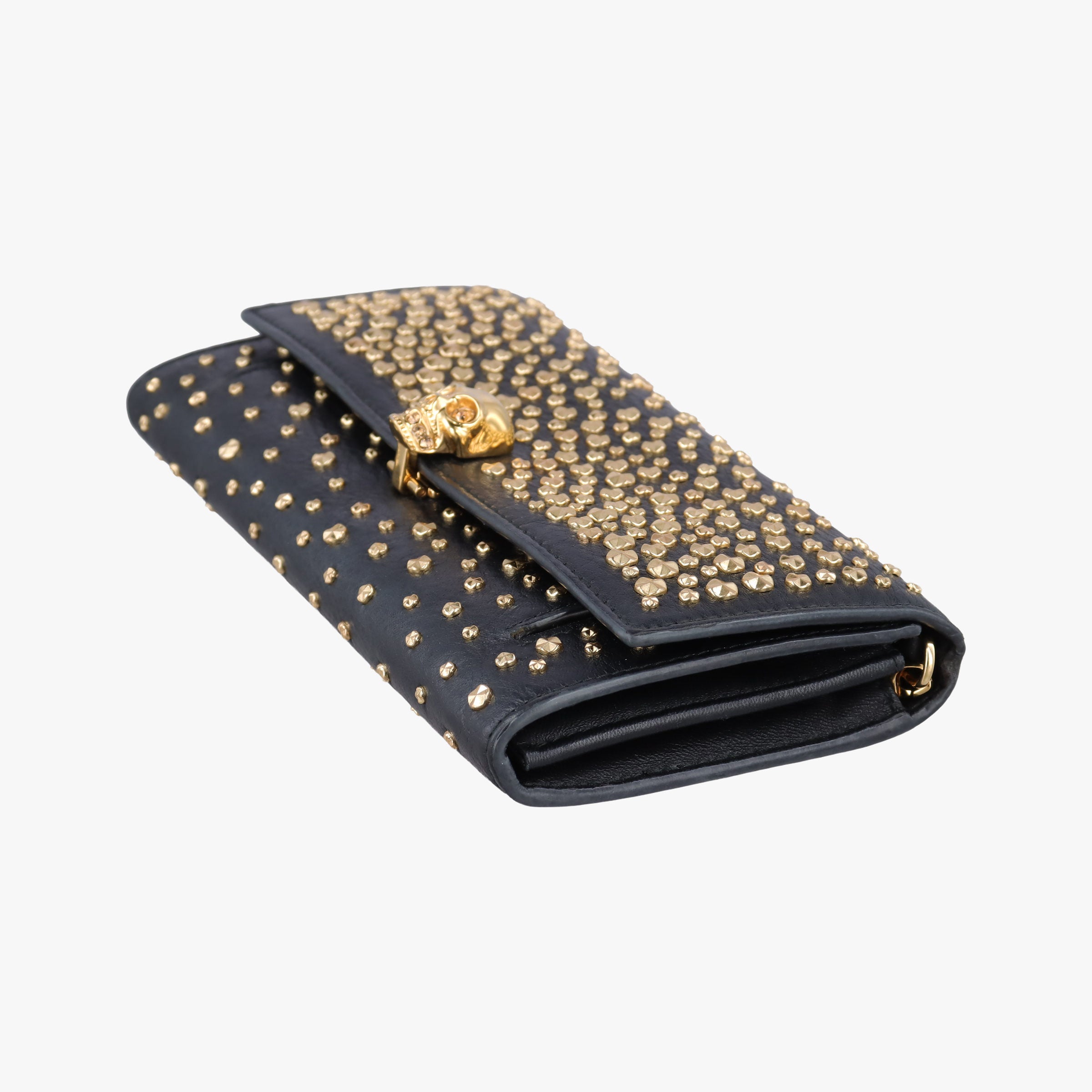 Vintage Alexander McQueen studded skull Black Leather  shoulderbag | stylenewstar
