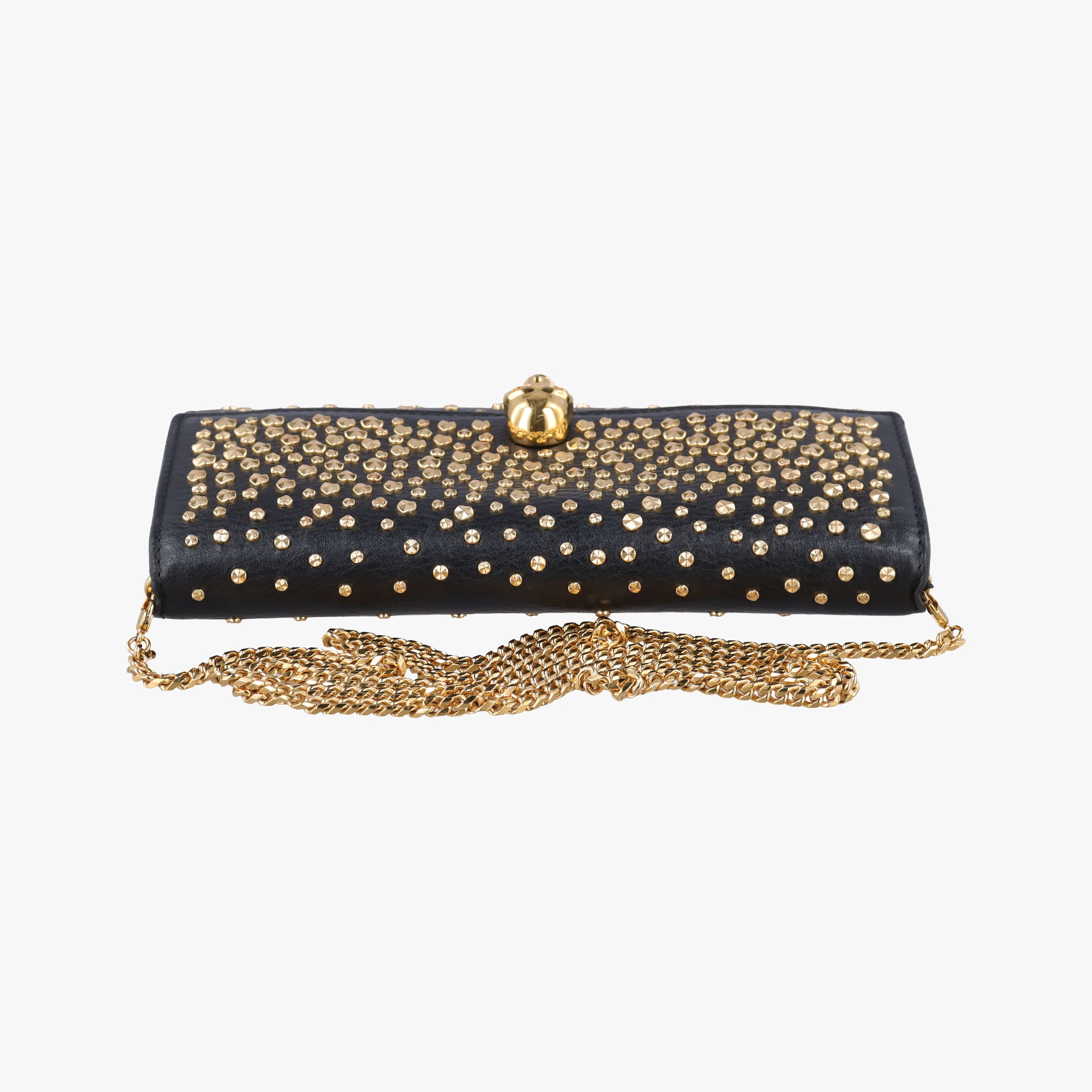 Vintage Alexander McQueen studded skull Black Leather  shoulderbag | stylenewstar