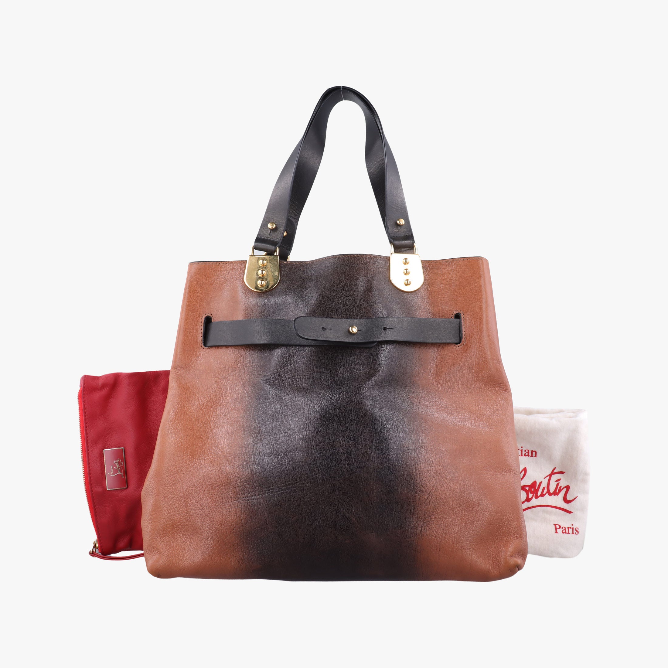 Pre-owned Christian Louboutin Sybil  Brown ×Black Goatskin  handbag | stylenewstar