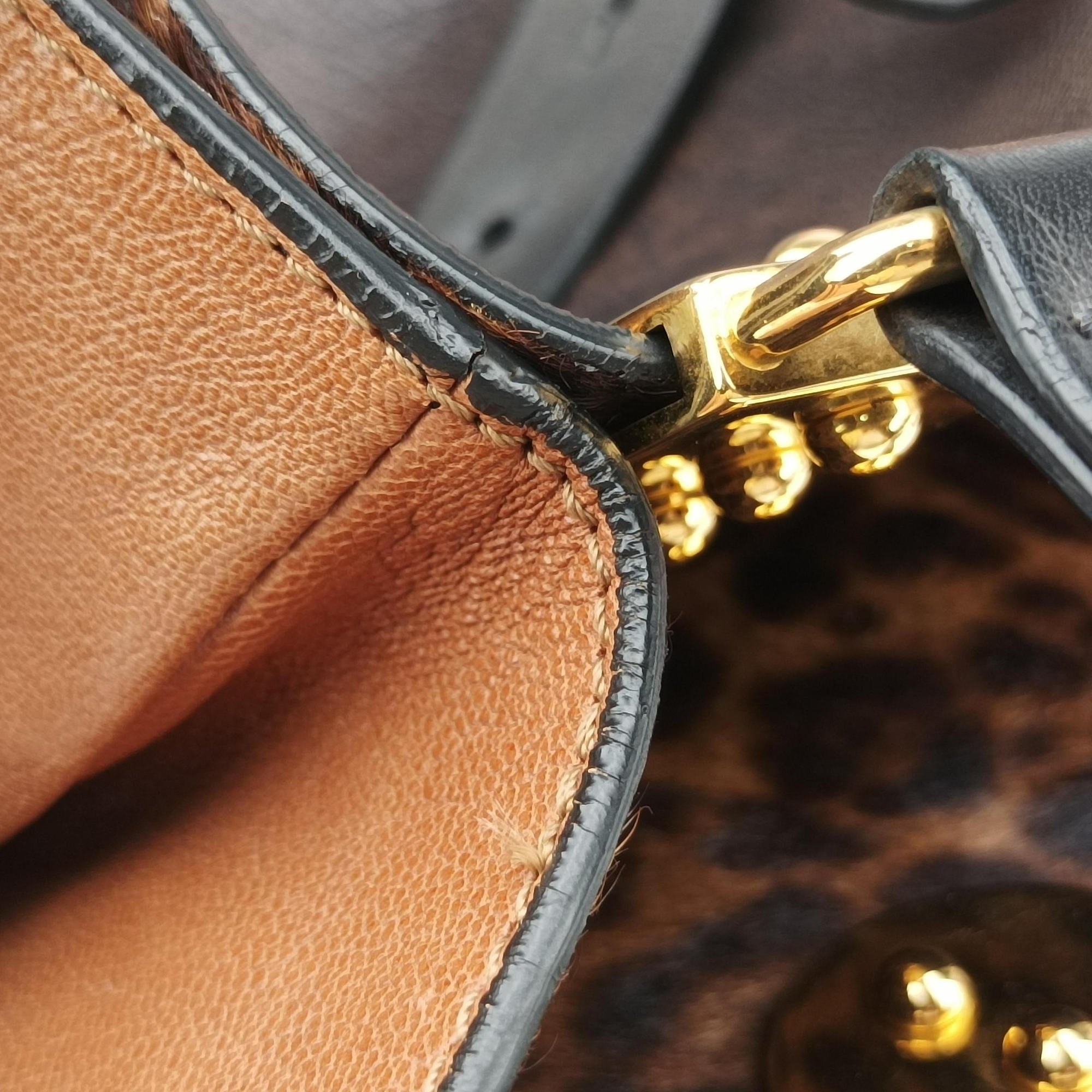 Pre-owned Christian Louboutin Sybil  Brown ×Black Goatskin  handbag | stylenewstar