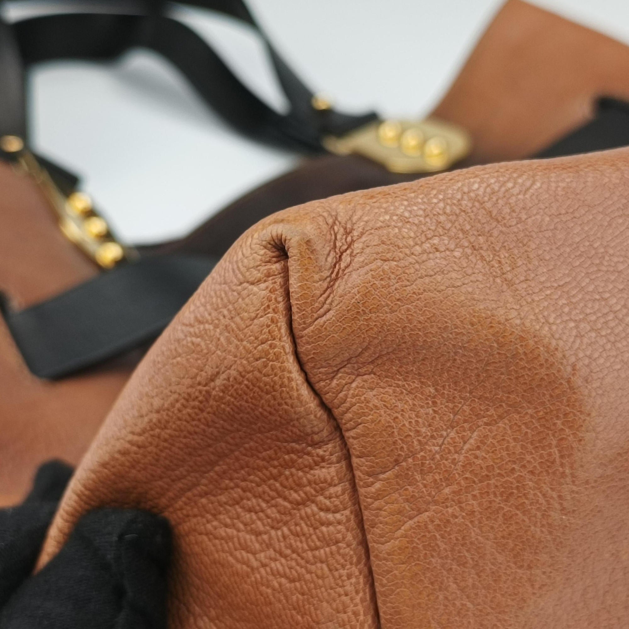 Pre-owned Christian Louboutin Sybil  Brown ×Black Goatskin  handbag | stylenewstar