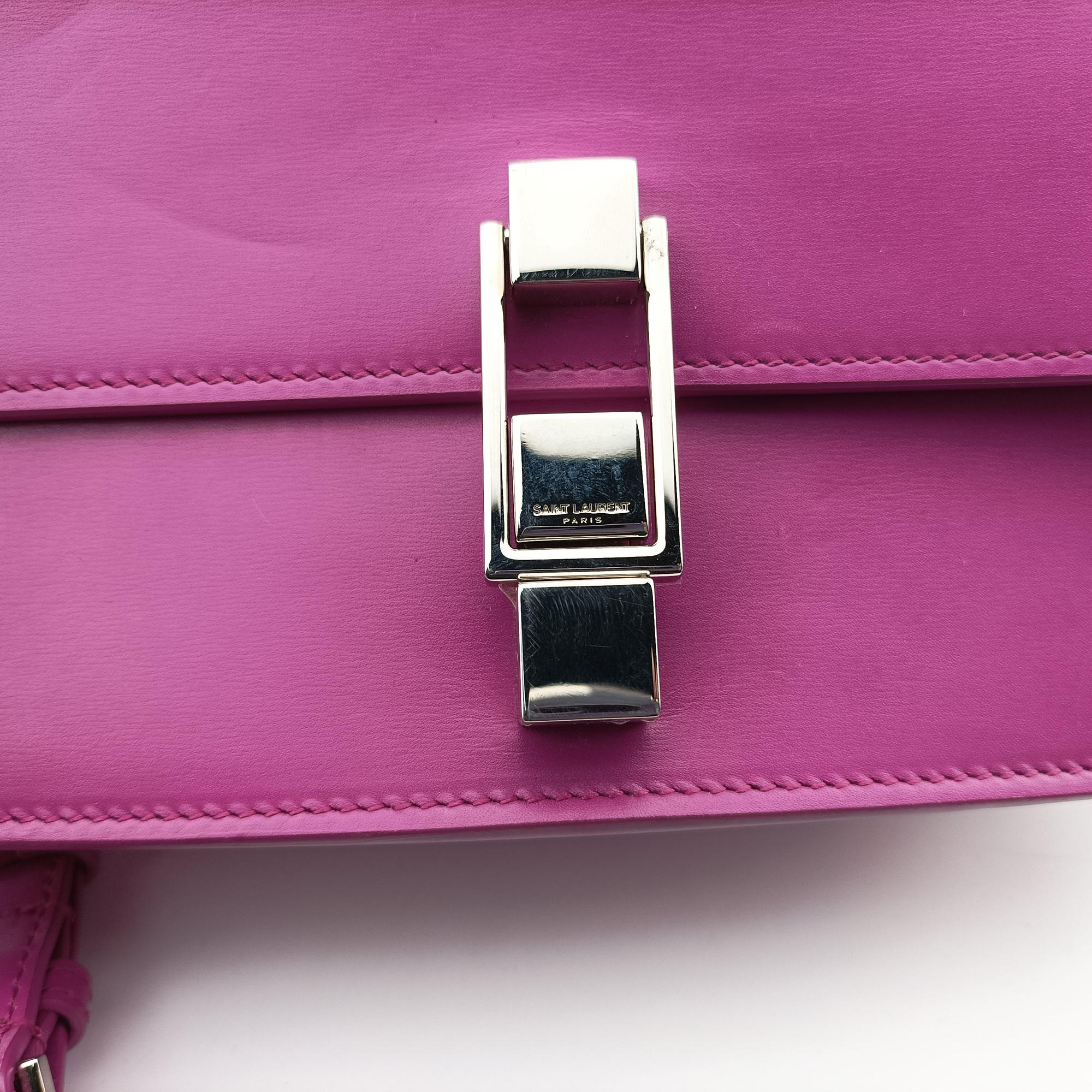 Pre-owned Yves Saint Laurent LE Carre Purple Leather 585060 shoulderbag | stylenewstar