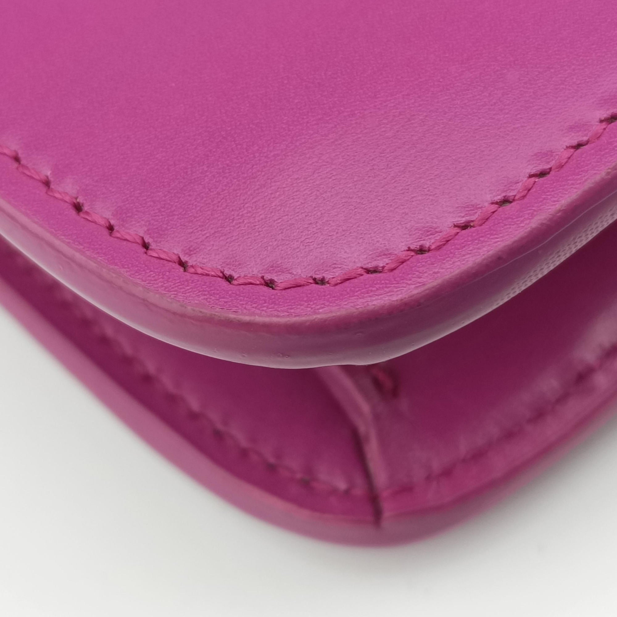 Pre-owned Yves Saint Laurent LE Carre Purple Leather 585060 shoulderbag | stylenewstar