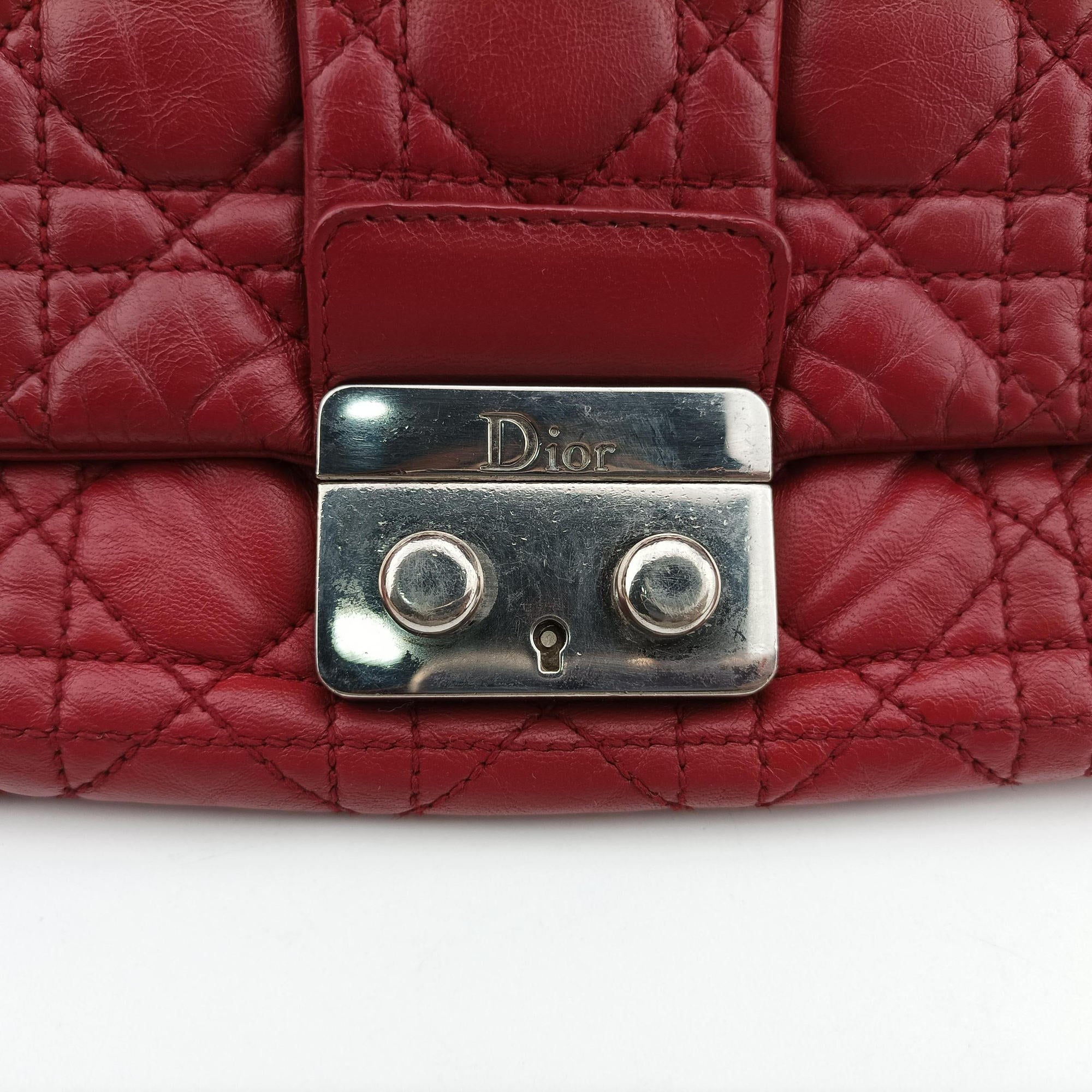 Pre-owned Christian Dior New Rock Cannage Red Lambskin  shoulderbag | stylenewstar