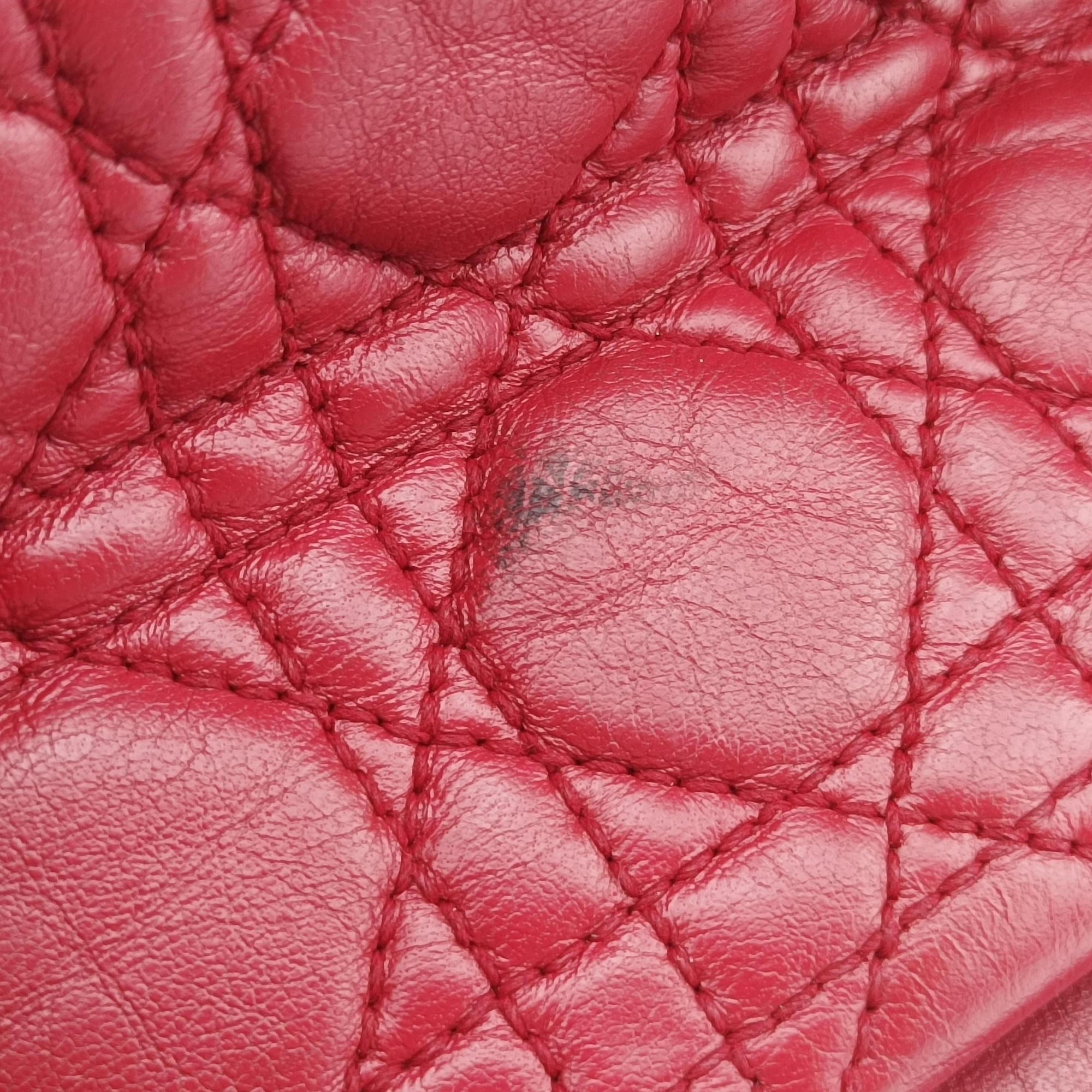 Pre-owned Christian Dior New Rock Cannage Red Lambskin  shoulderbag | stylenewstar