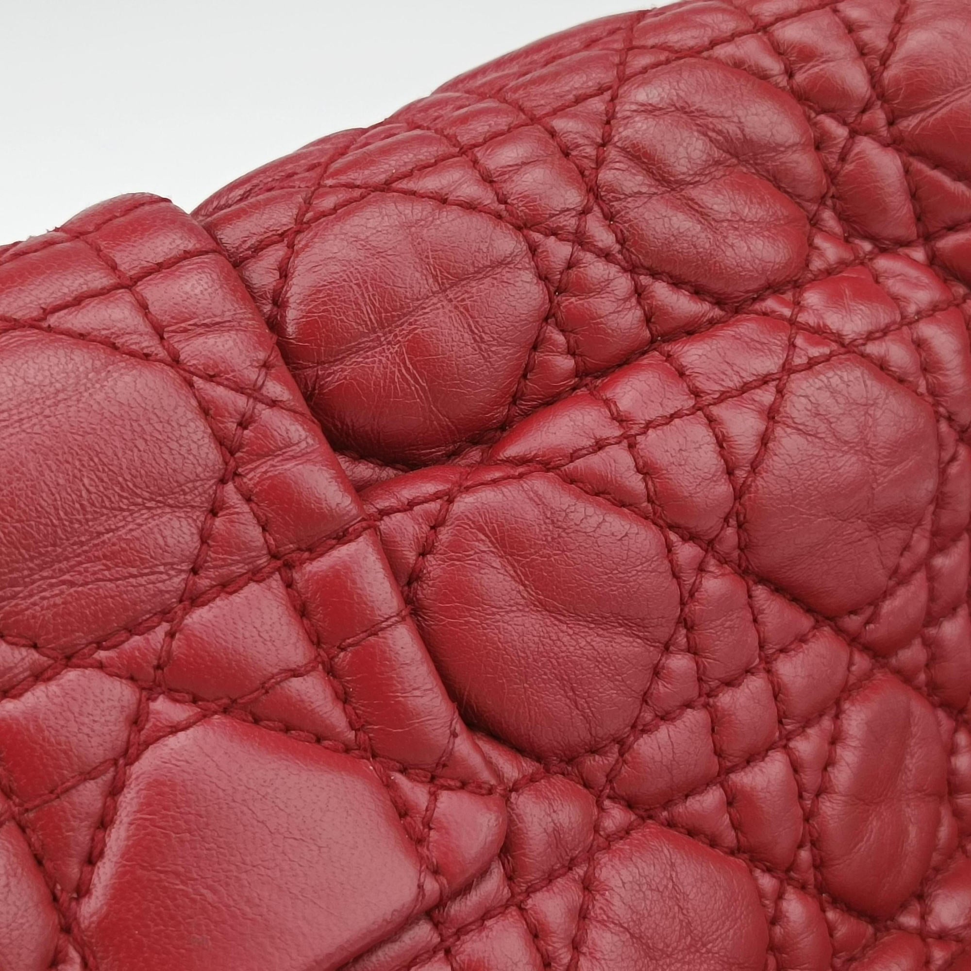 Pre-owned Christian Dior New Rock Cannage Red Lambskin  shoulderbag | stylenewstar