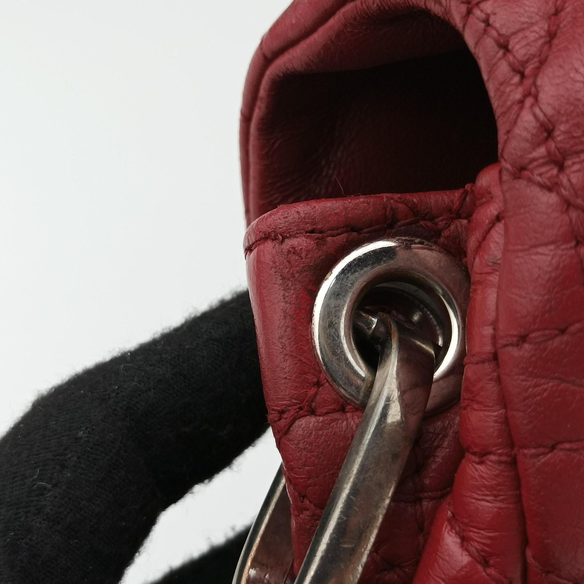 Pre-owned Christian Dior New Rock Cannage Red Lambskin  shoulderbag | stylenewstar