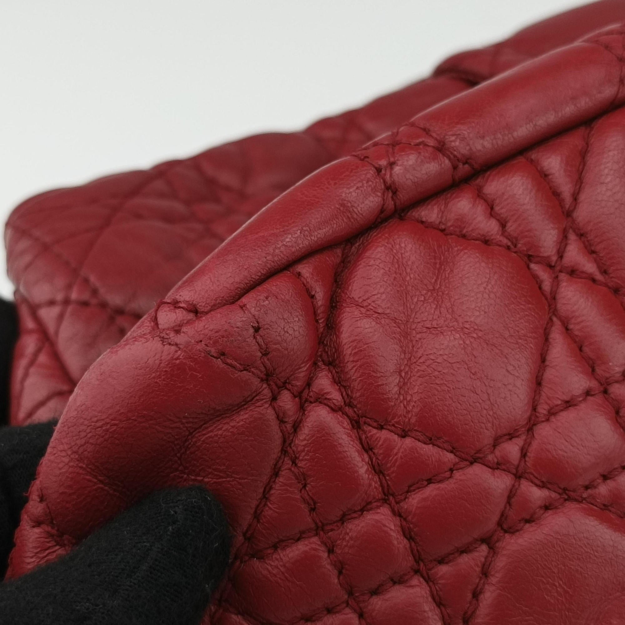 Pre-owned Christian Dior New Rock Cannage Red Lambskin  shoulderbag | stylenewstar