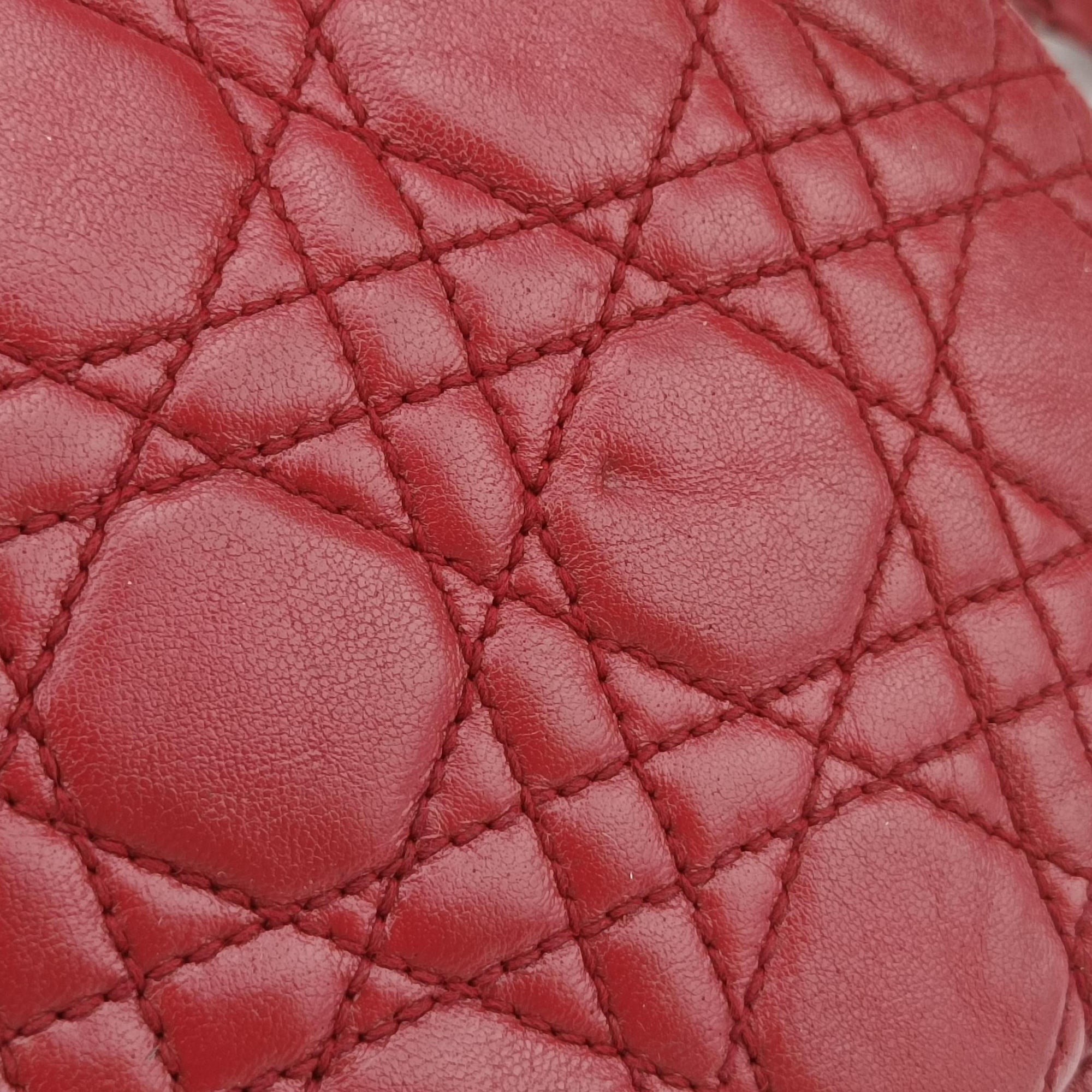 Pre-owned Christian Dior New Rock Cannage Red Lambskin  shoulderbag | stylenewstar