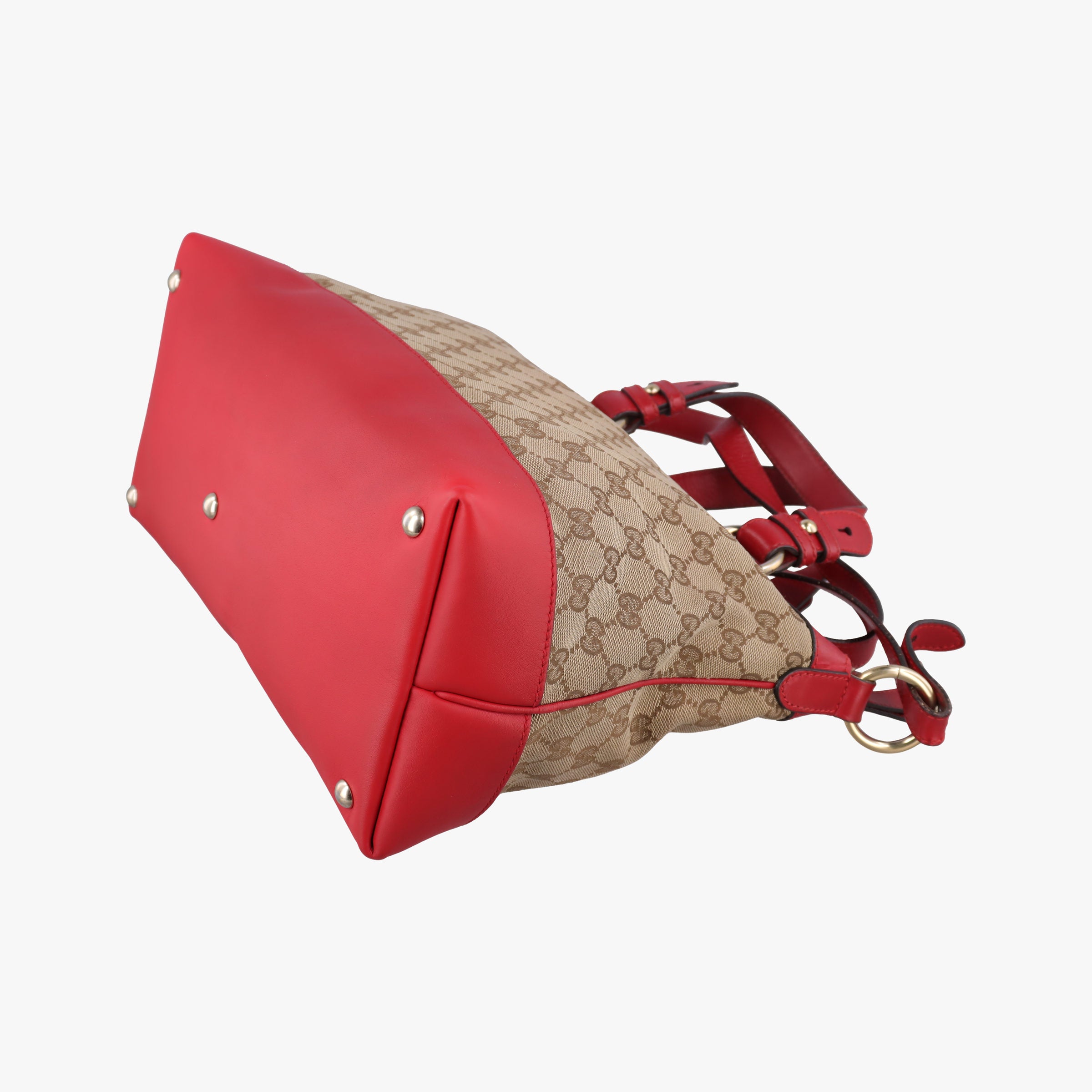 Pre-owned Gucci Valentine heart charm beige×red canvas×leather 309122 shoulderbag | stylenewstar