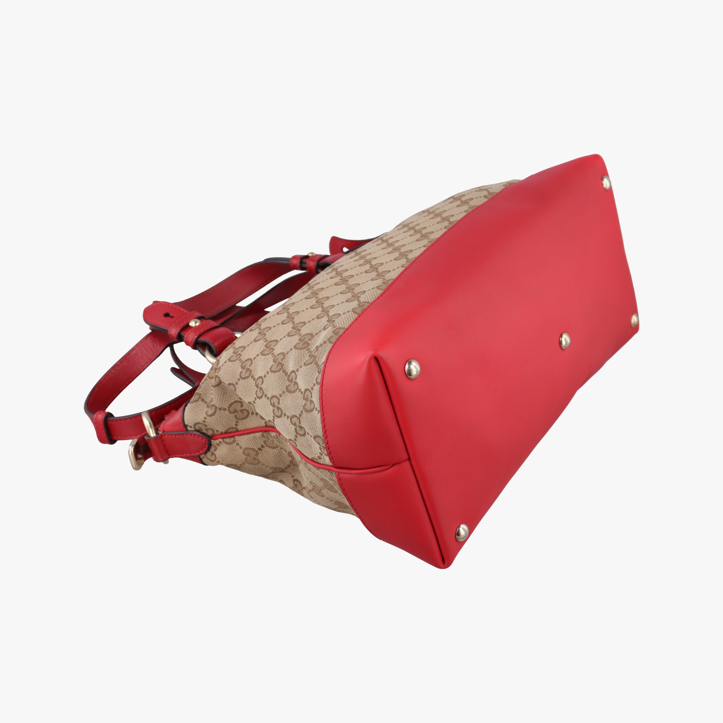 Pre-owned Gucci Valentine heart charm beige×red canvas×leather 309122 shoulderbag | stylenewstar