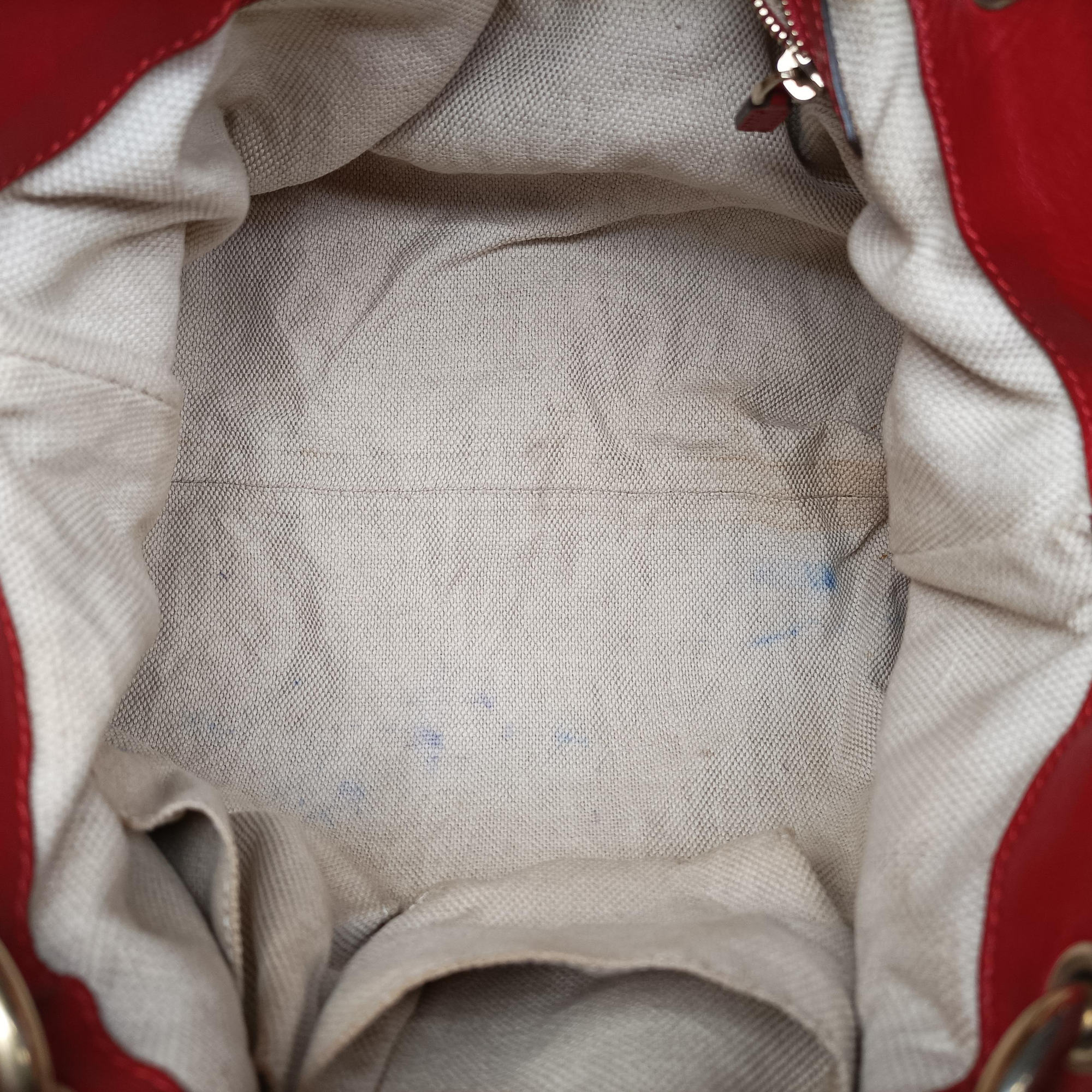 Pre-owned Gucci Valentine heart charm beige×red canvas×leather 309122 shoulderbag | stylenewstar