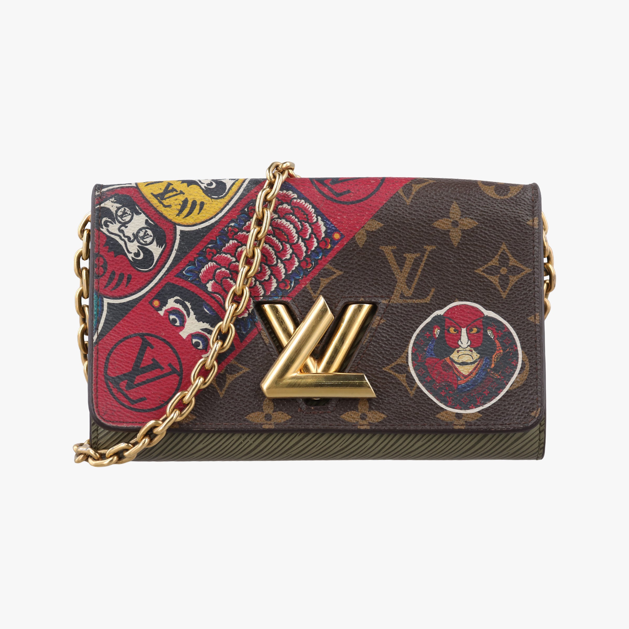 Pre-owned Louis Vuitton Portefeuille Twist kabuki brown×multicolor Monogram Canvas×Epi M67270 shoulderbag | stylenewstar