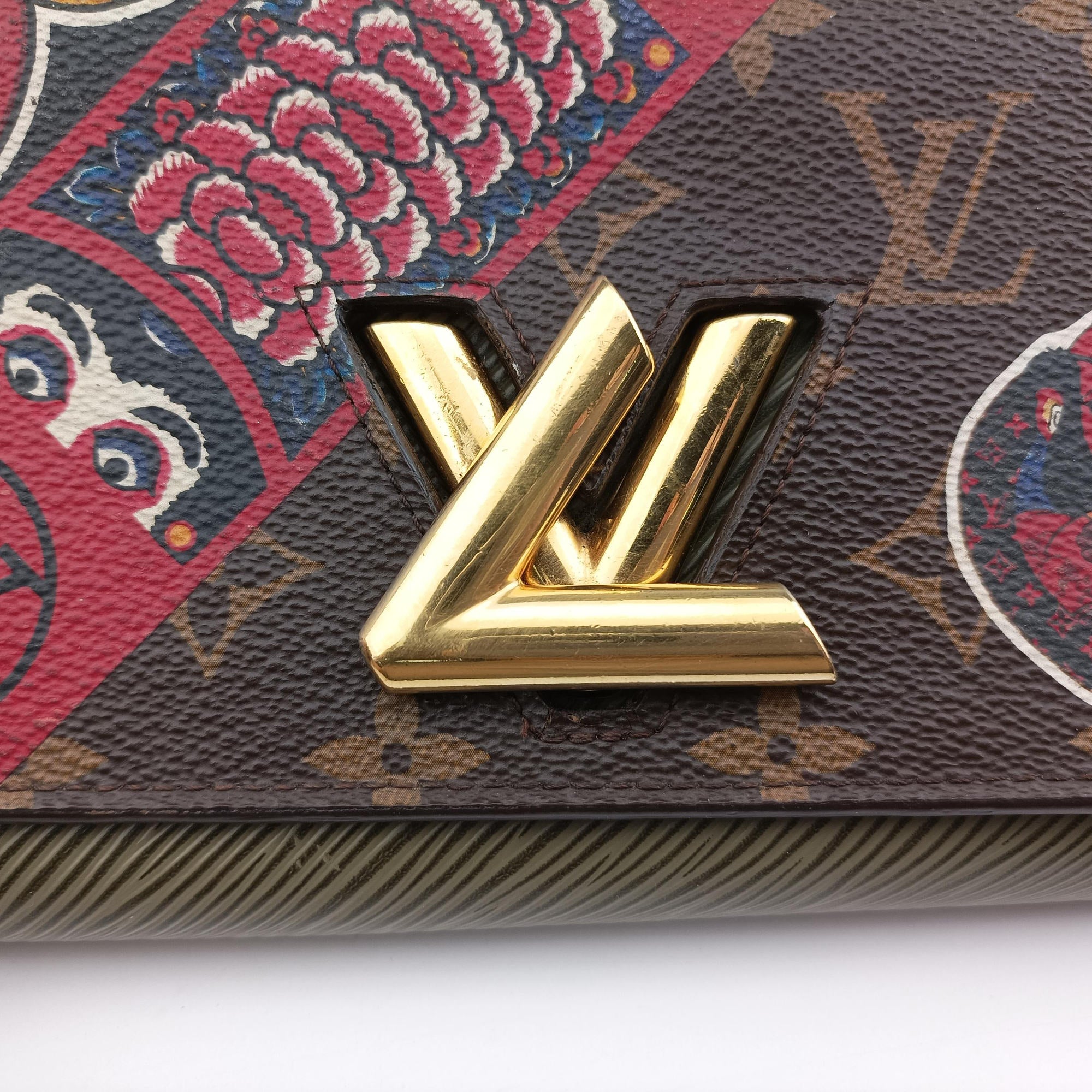 Pre-owned Louis Vuitton Portefeuille Twist kabuki brown×multicolor Monogram Canvas×Epi M67270 shoulderbag | stylenewstar