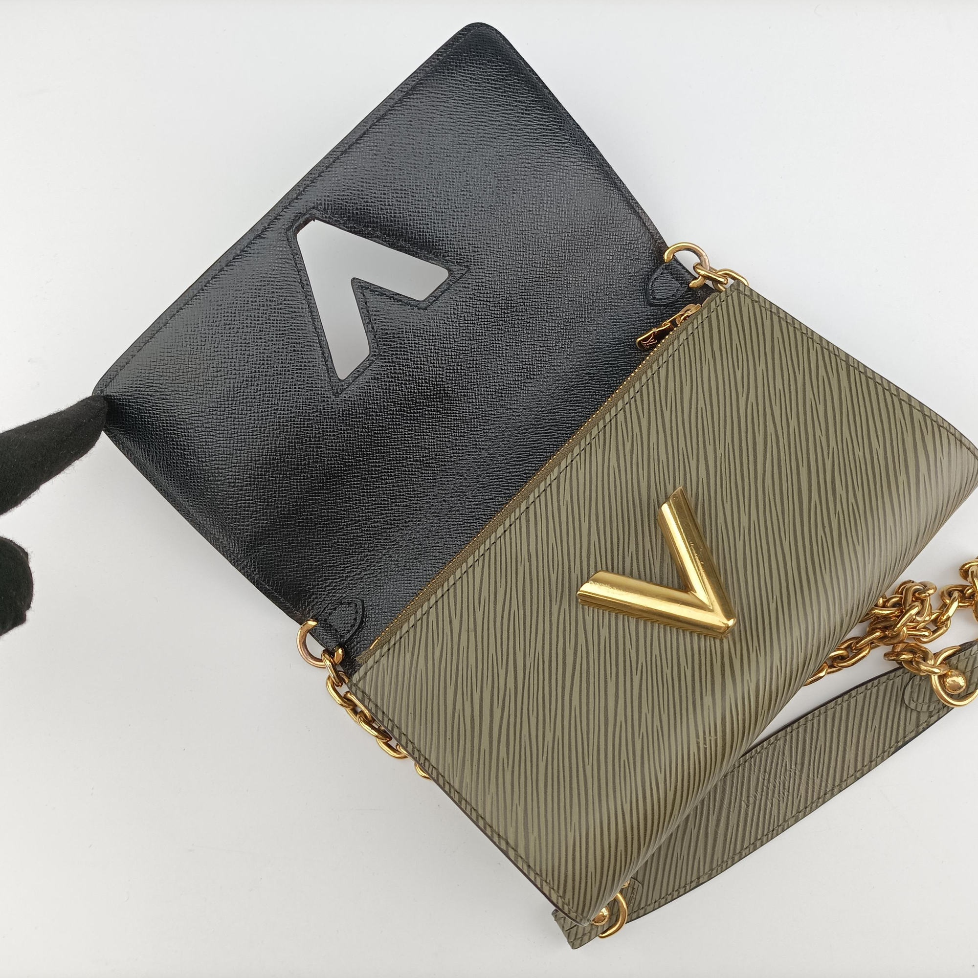 Pre-owned Louis Vuitton Portefeuille Twist kabuki brown×multicolor Monogram Canvas×Epi M67270 shoulderbag | stylenewstar